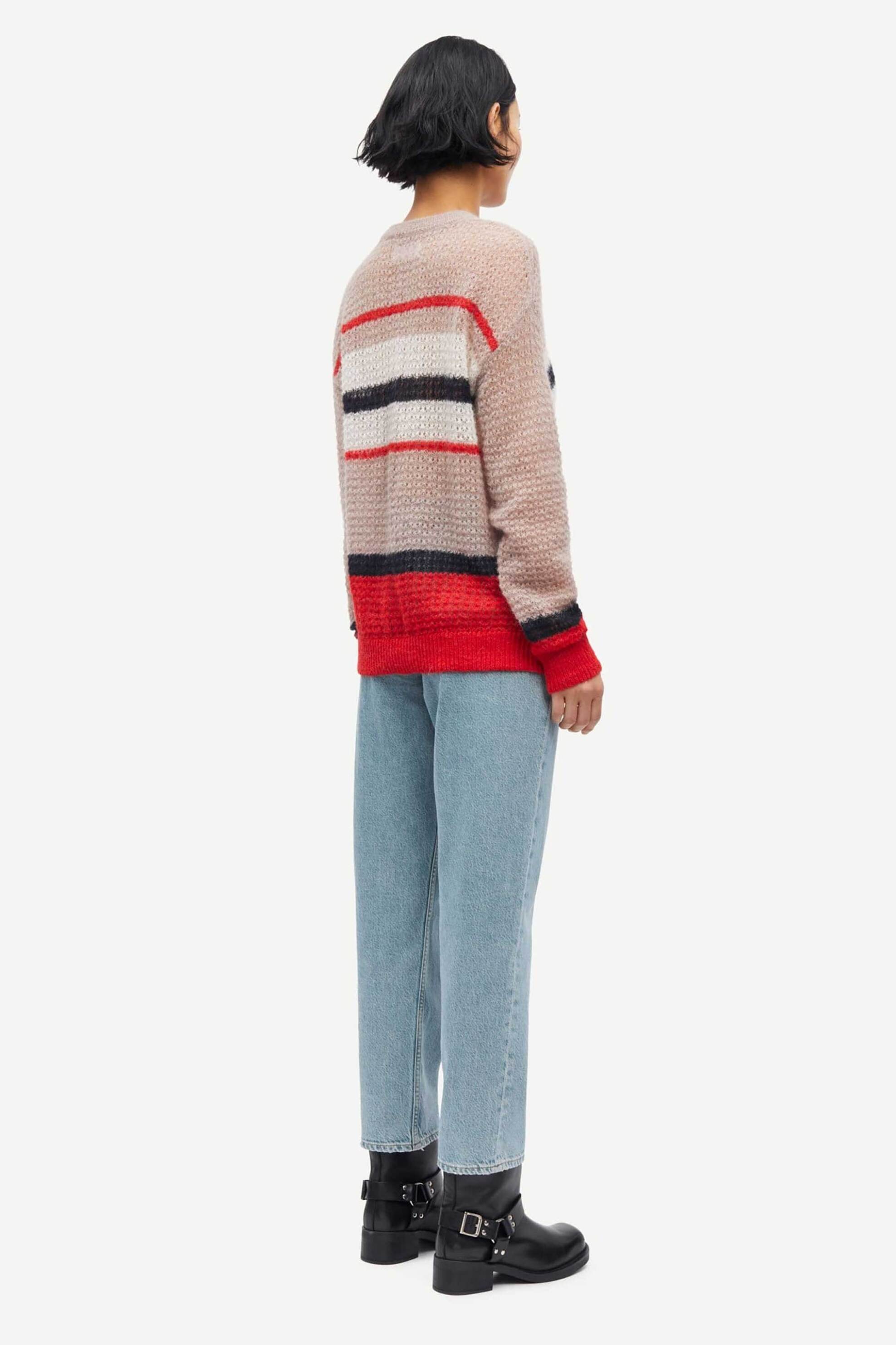 Samsøe Samsøe γυναικείο πουλόβερ με ριγέ σχέδιο ribbed "Sarosalia" . - F25200117 Ροζ φωτογραφία