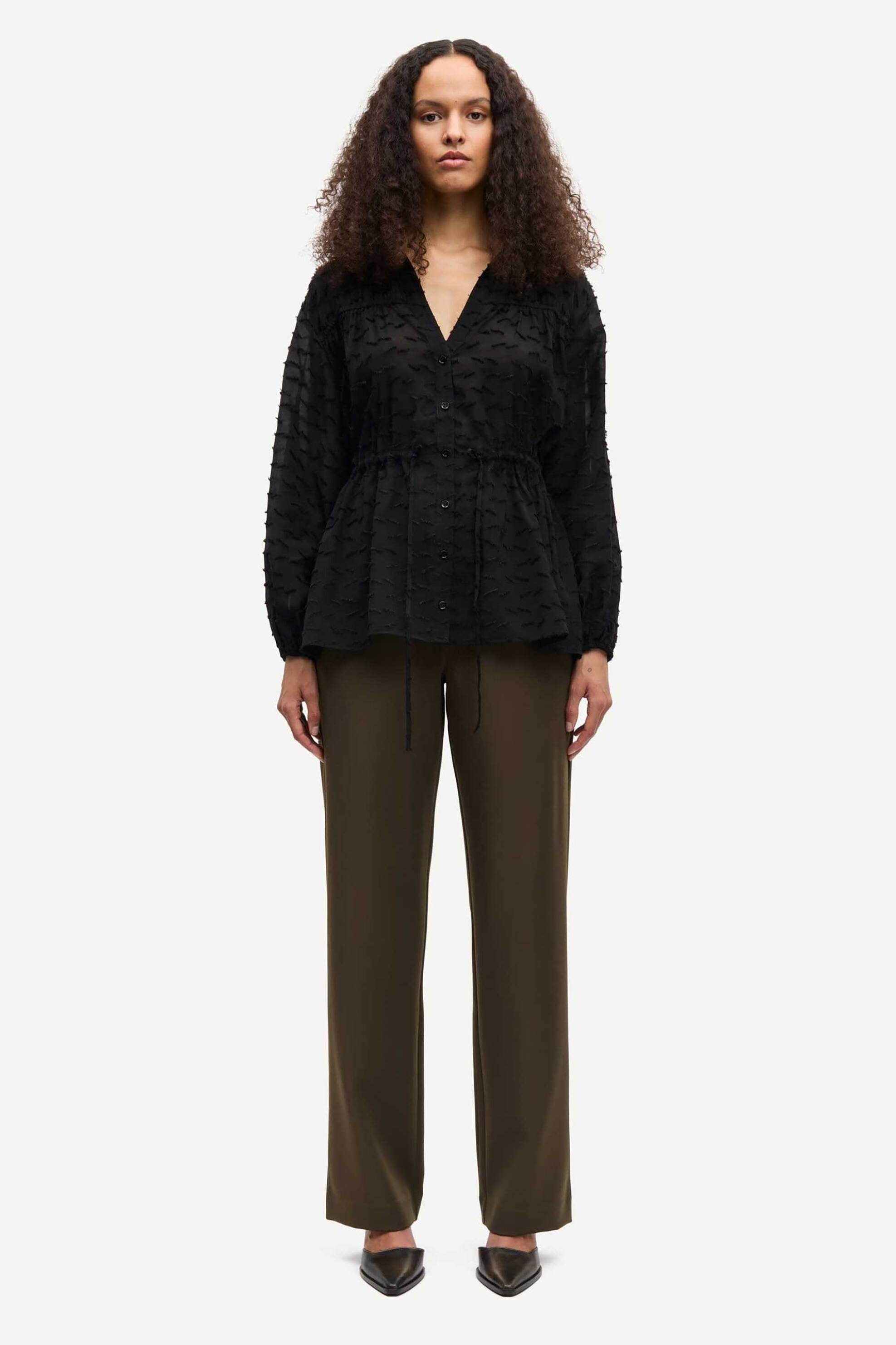 Samsøe Samsøe γυναικείο παντελόνι Straight Fit "Hoys" - F16304674 Καφέ