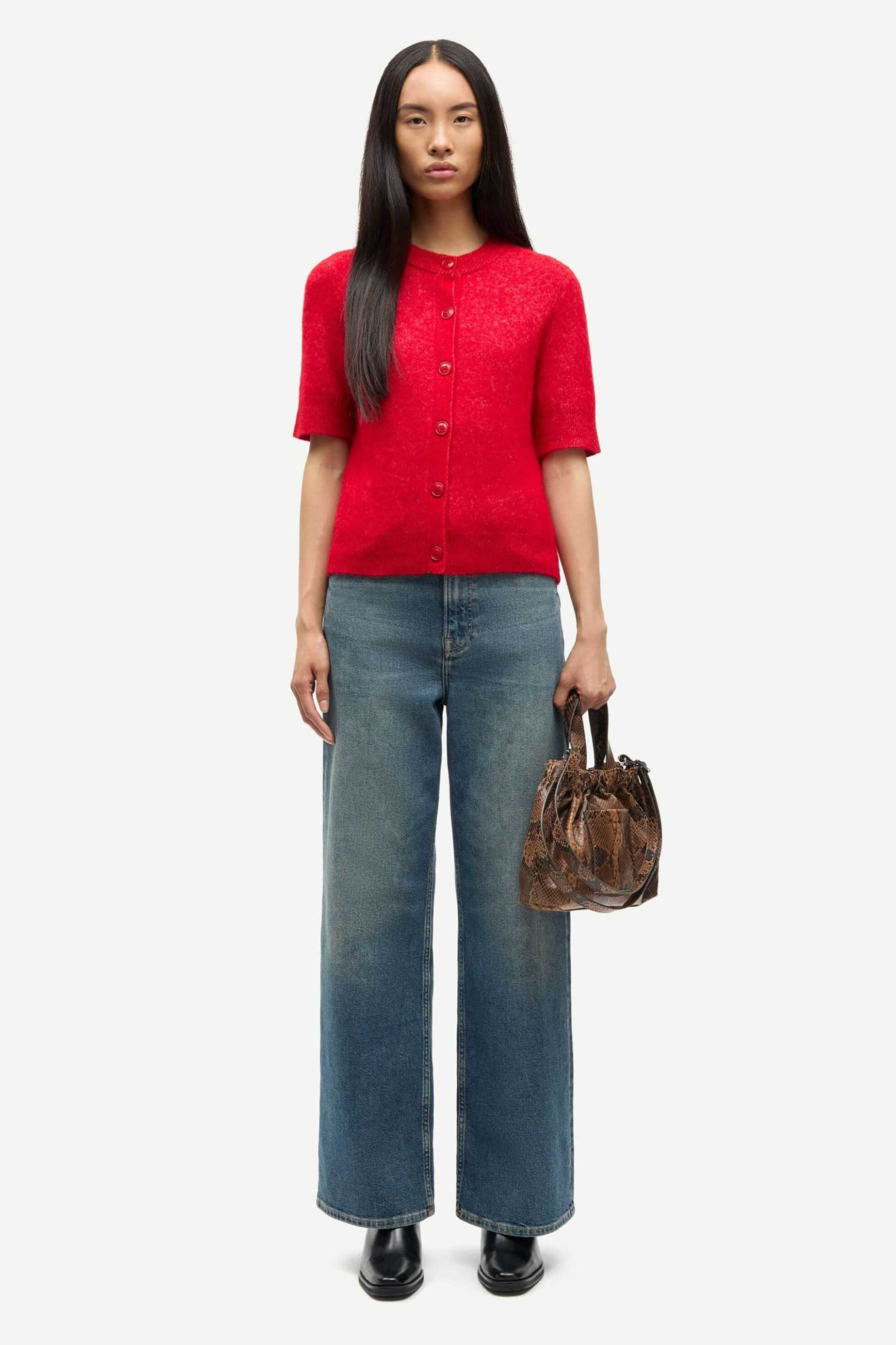 Samsøe Samsøe γυναικεία πλεκτή ζακέτα "Sanoura" - F25100053 Κόκκινο φωτογραφία