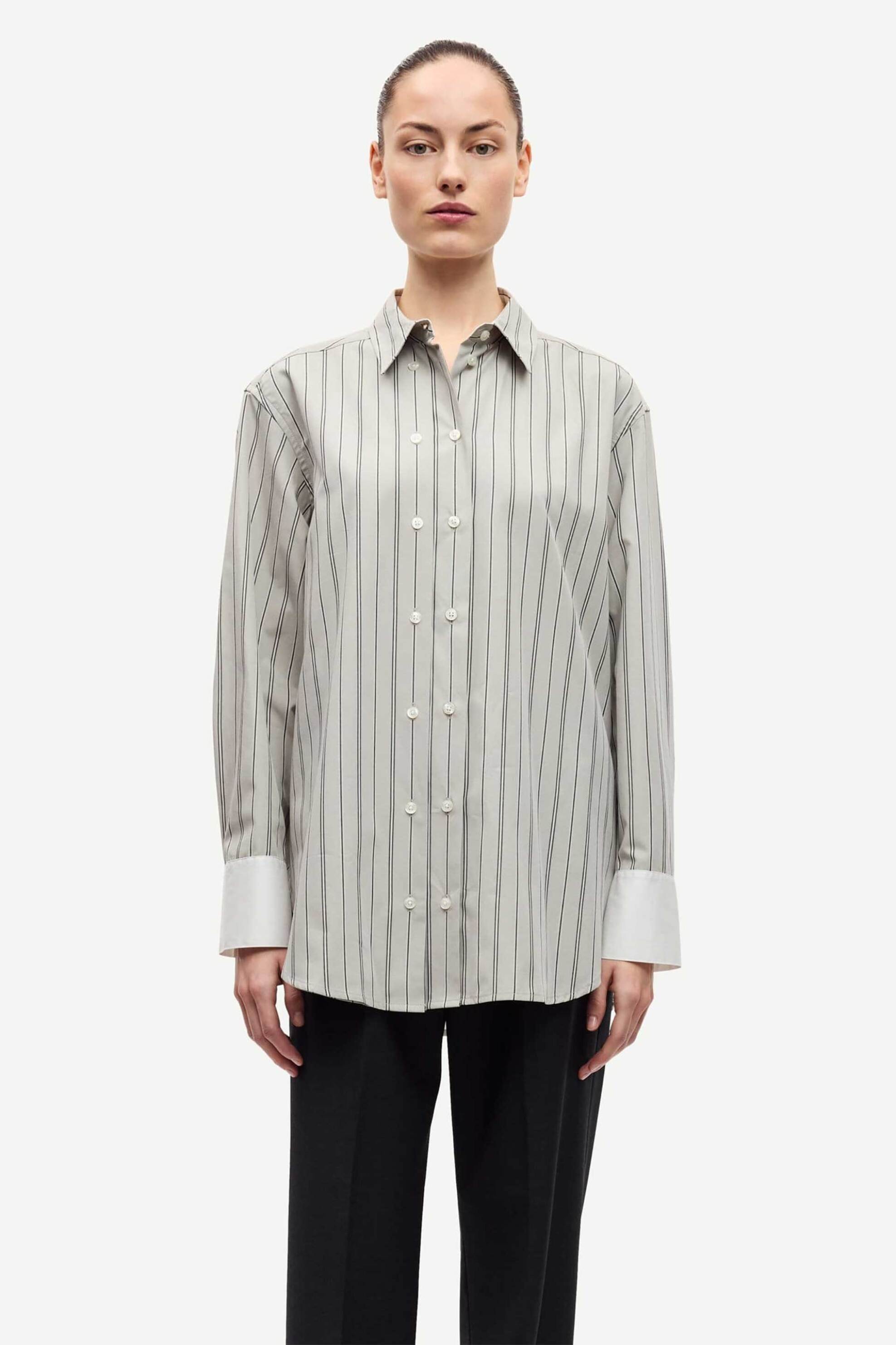 SAMSØE SAMSØE Samsøe Samsøe γυναικείο πουκάμισο με ριγέ σχέδιο "Salas" - F25300101 Ασπρόμαυρο