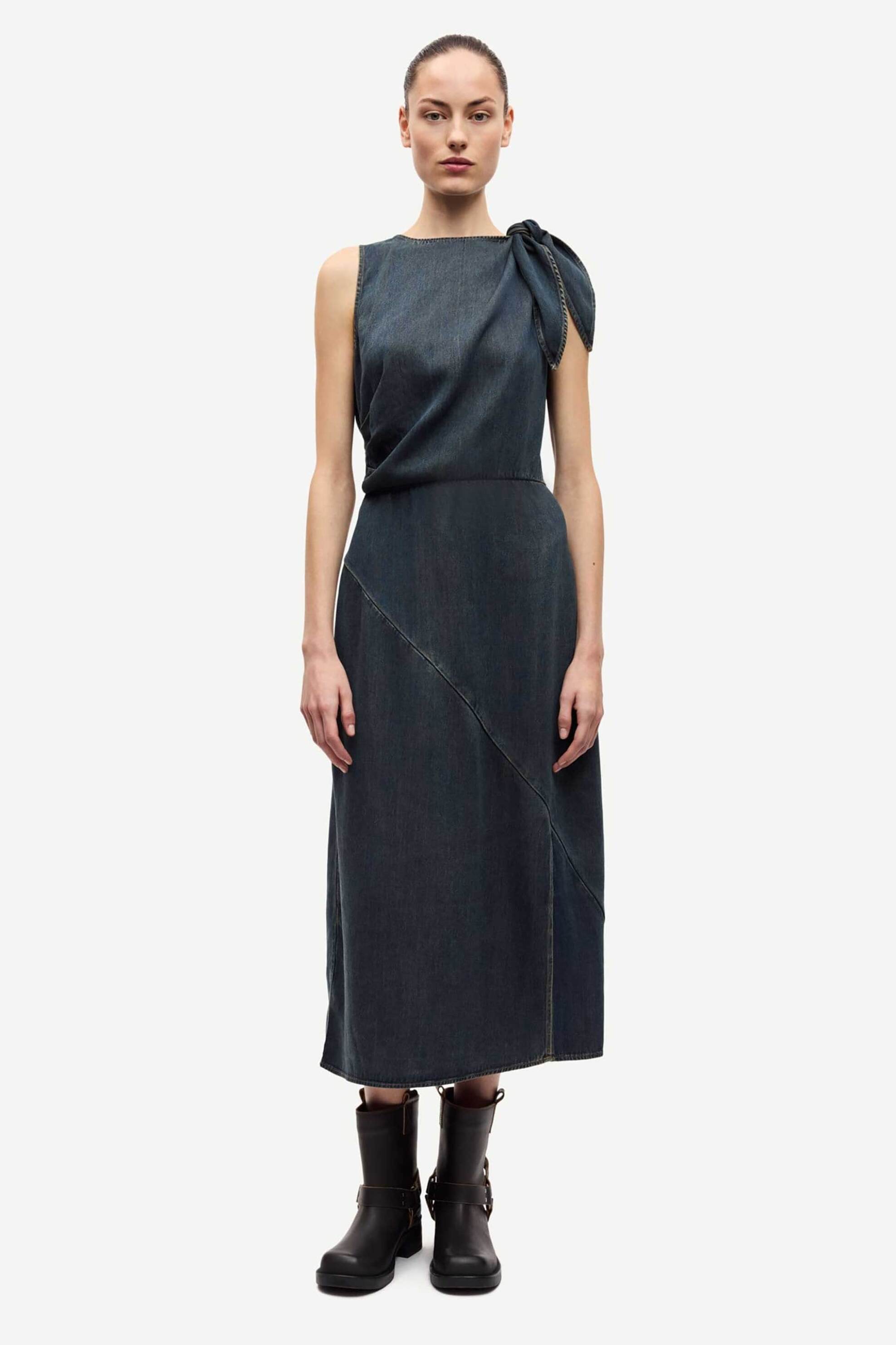 Samsøe Samsøe γυναικείο midi φόρεμα αμάνικο "Saalbas" - F25300172 Σκούρο Μπλε