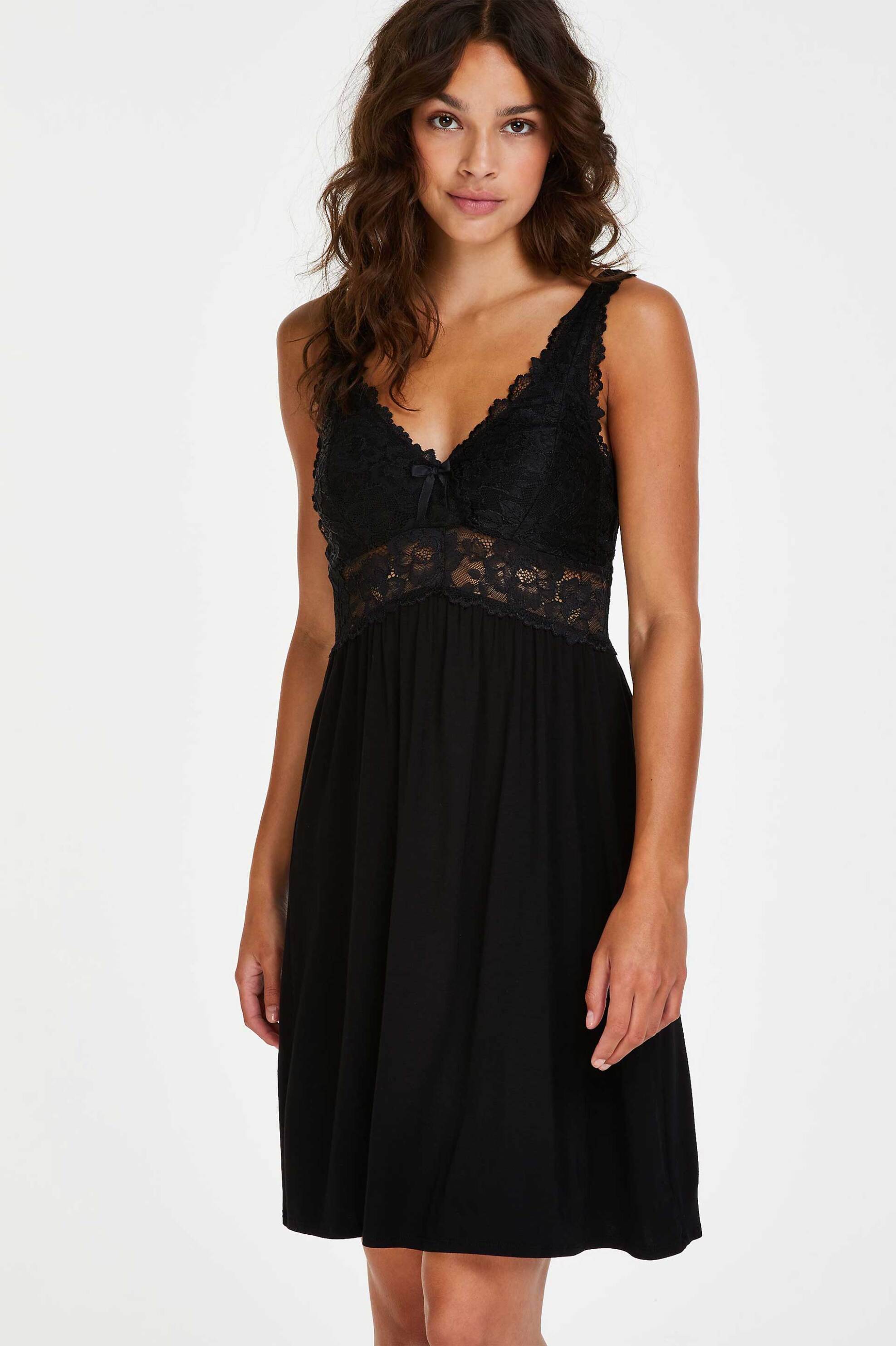 HUNKEMOLLER Hunkemöller γυναικείο νυχτικό με δαντέλα "Nora Lace" - 175245001 Μαύρο