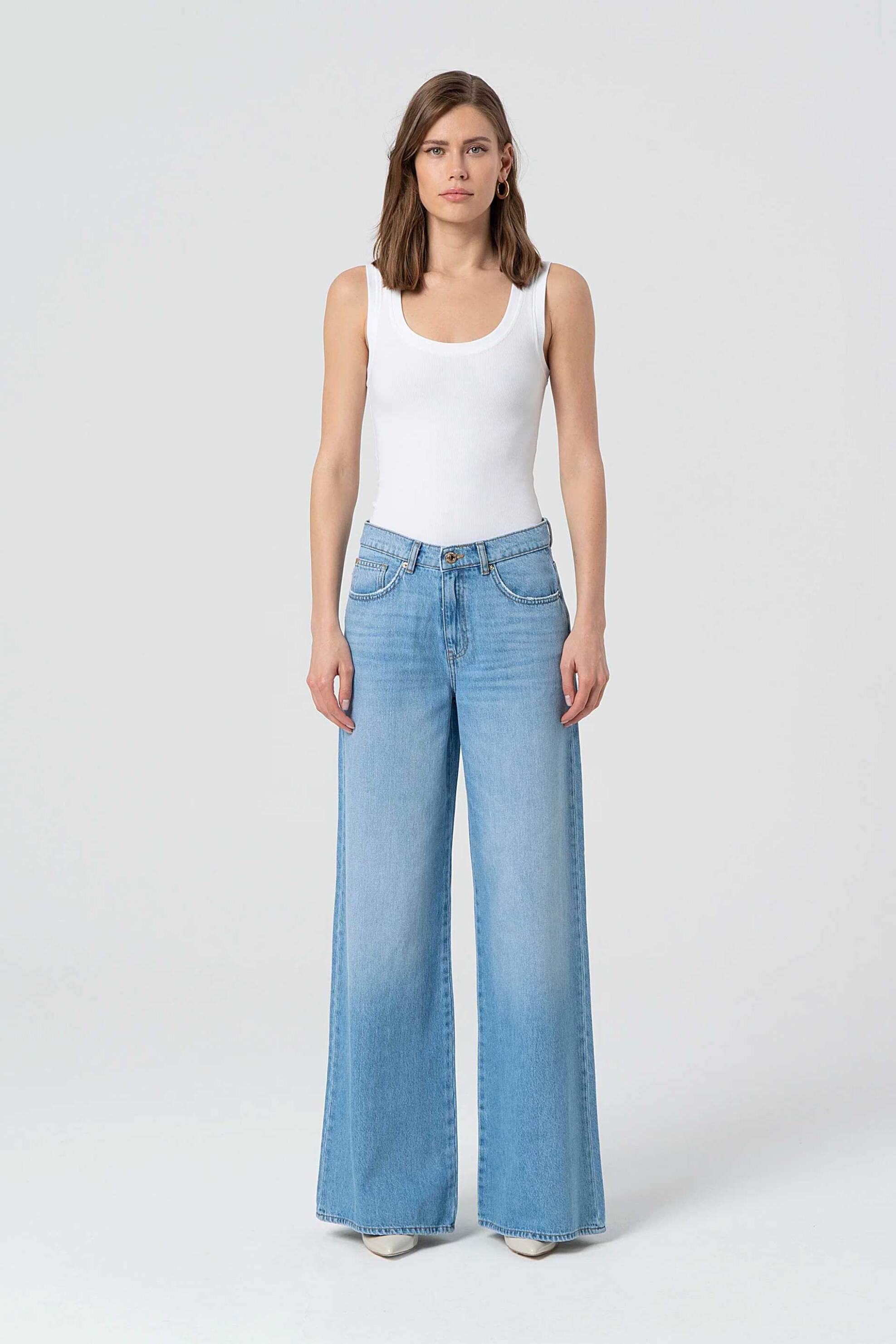 FRACOMINA Fracomina γυναικείο τζιν παντελόνι Wide Leg - FP25SV3015D41903-062 Denim Blue