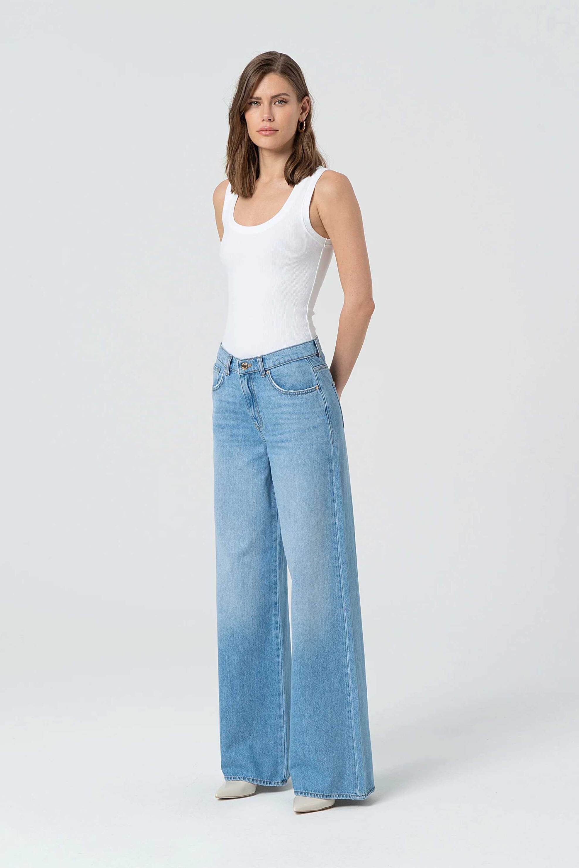 Fracomina γυναικείο τζιν παντελόνι Wide Leg - FP25SV3015D41903-062 Denim Blue φωτογραφία