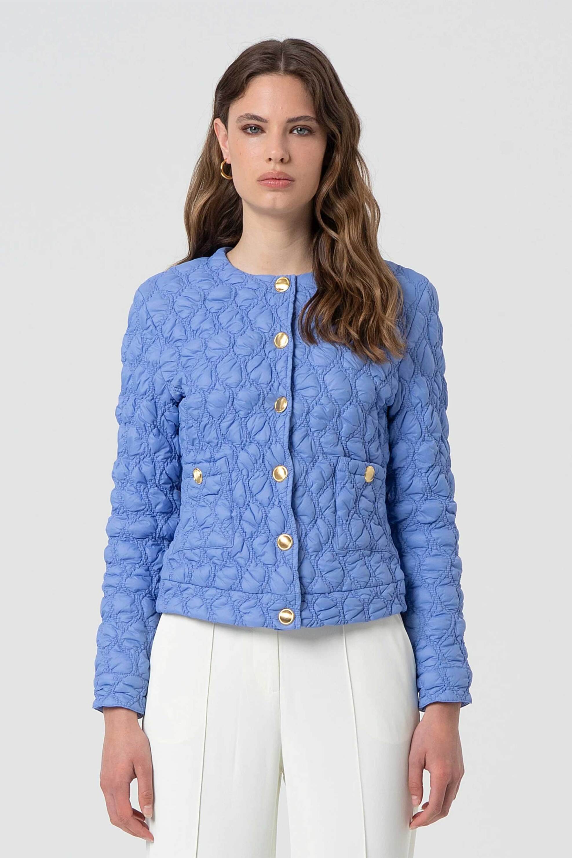 FRACOMINA Fracomina γυναικείο jacket καπιτονέ Slim Fit - FR25SC3003O42301-252 Γαλάζιο