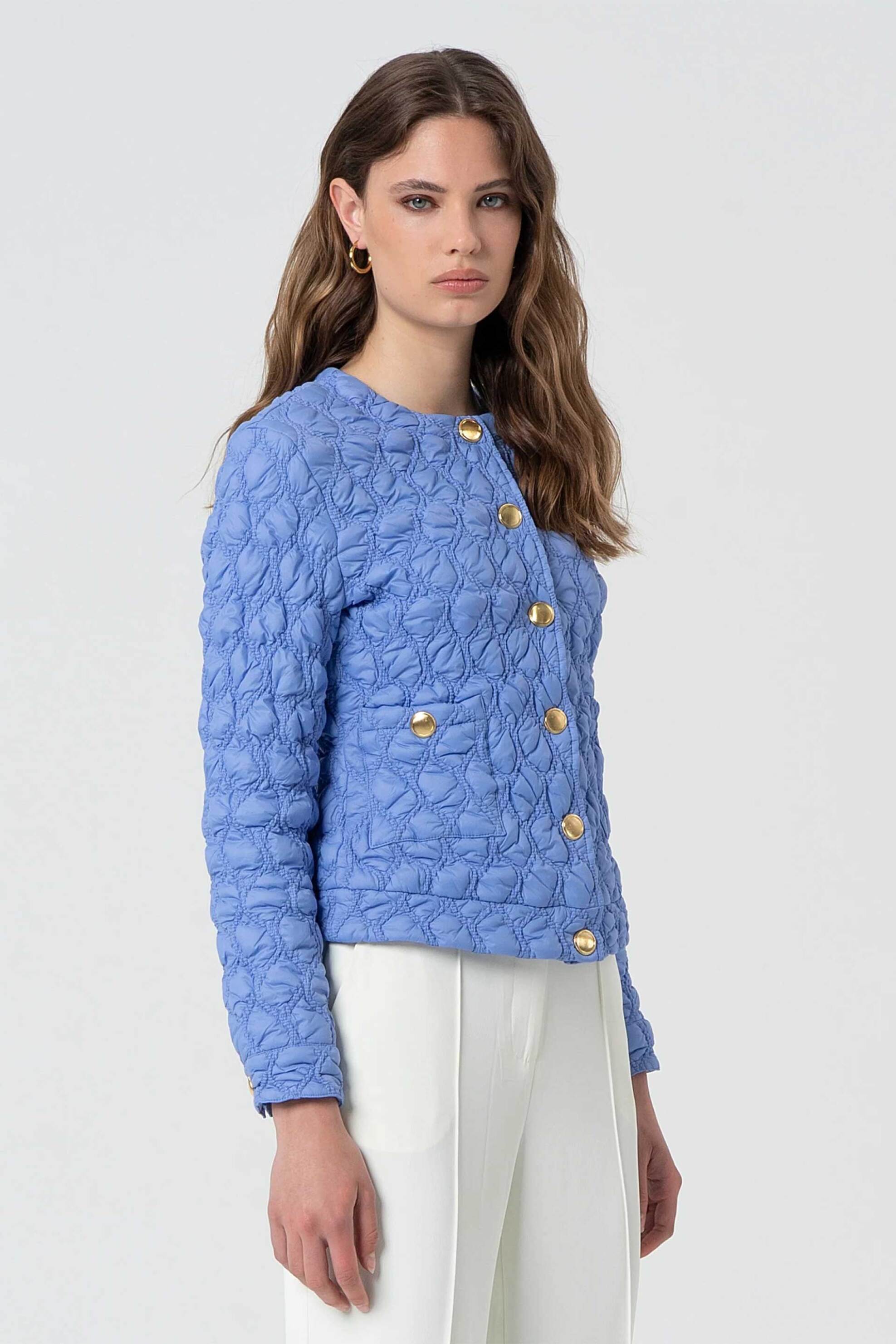 Fracomina γυναικείο jacket καπιτονέ Slim Fit - FR25SC3003O42301-252 Γαλάζιο φωτογραφία