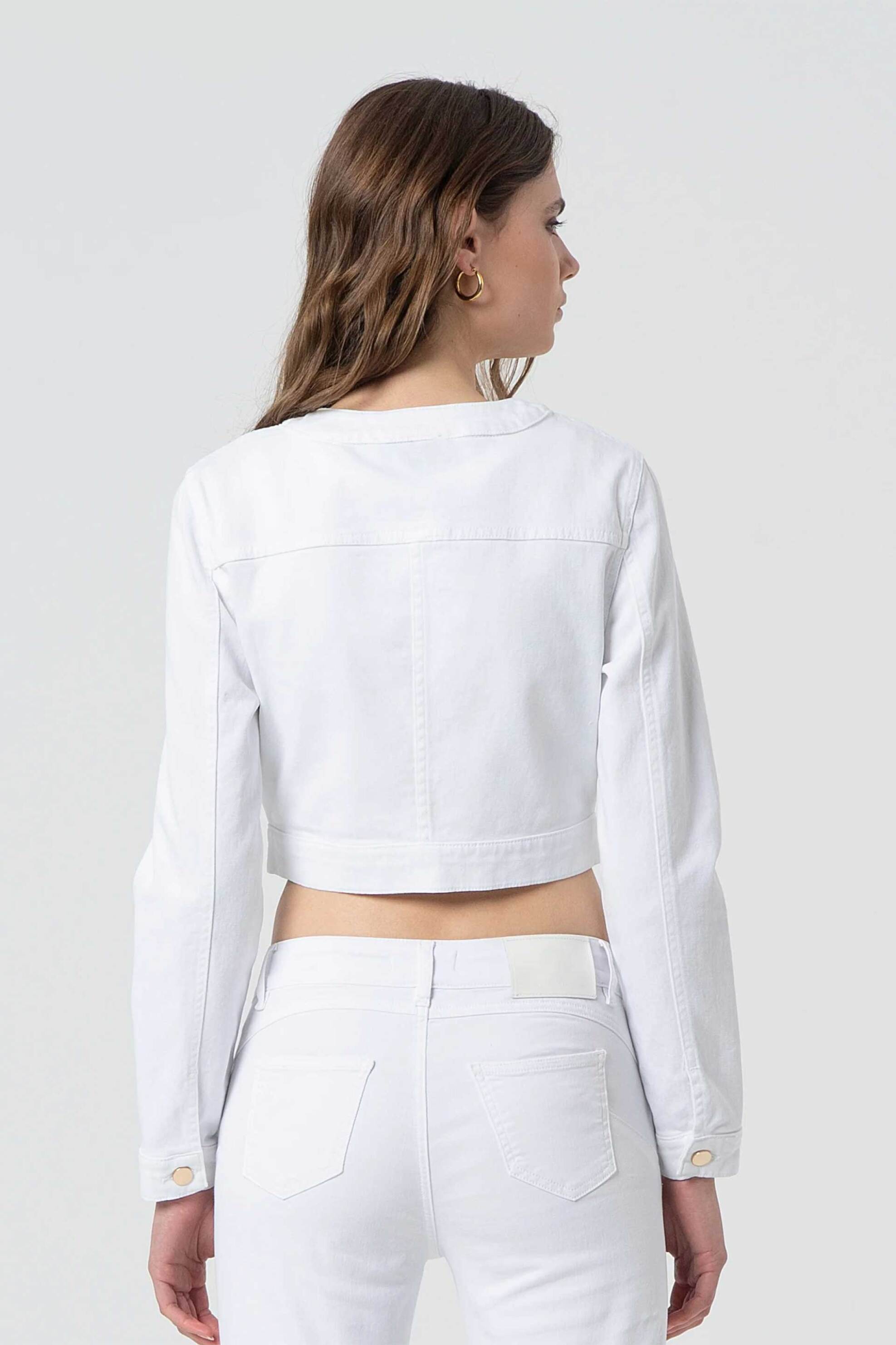 FRACOMINA Fracomina γυναικείο jacket cropped - FR25SJ4004W61501-278 Λευκό - 3