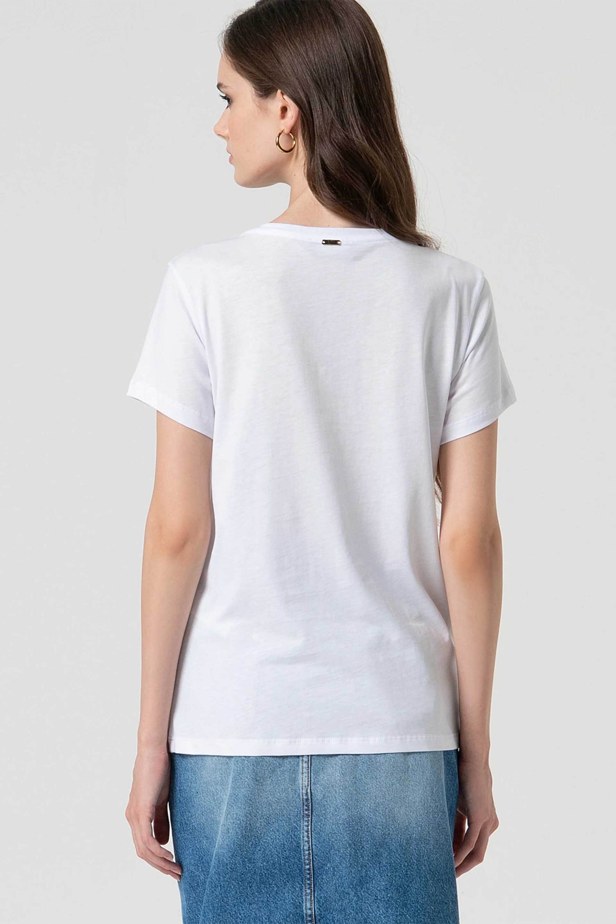 FRACOMINA Fracomina γυναικείο Τ-shirt με στρας - FS25ST3002J400R9-278 Λευκό - 3