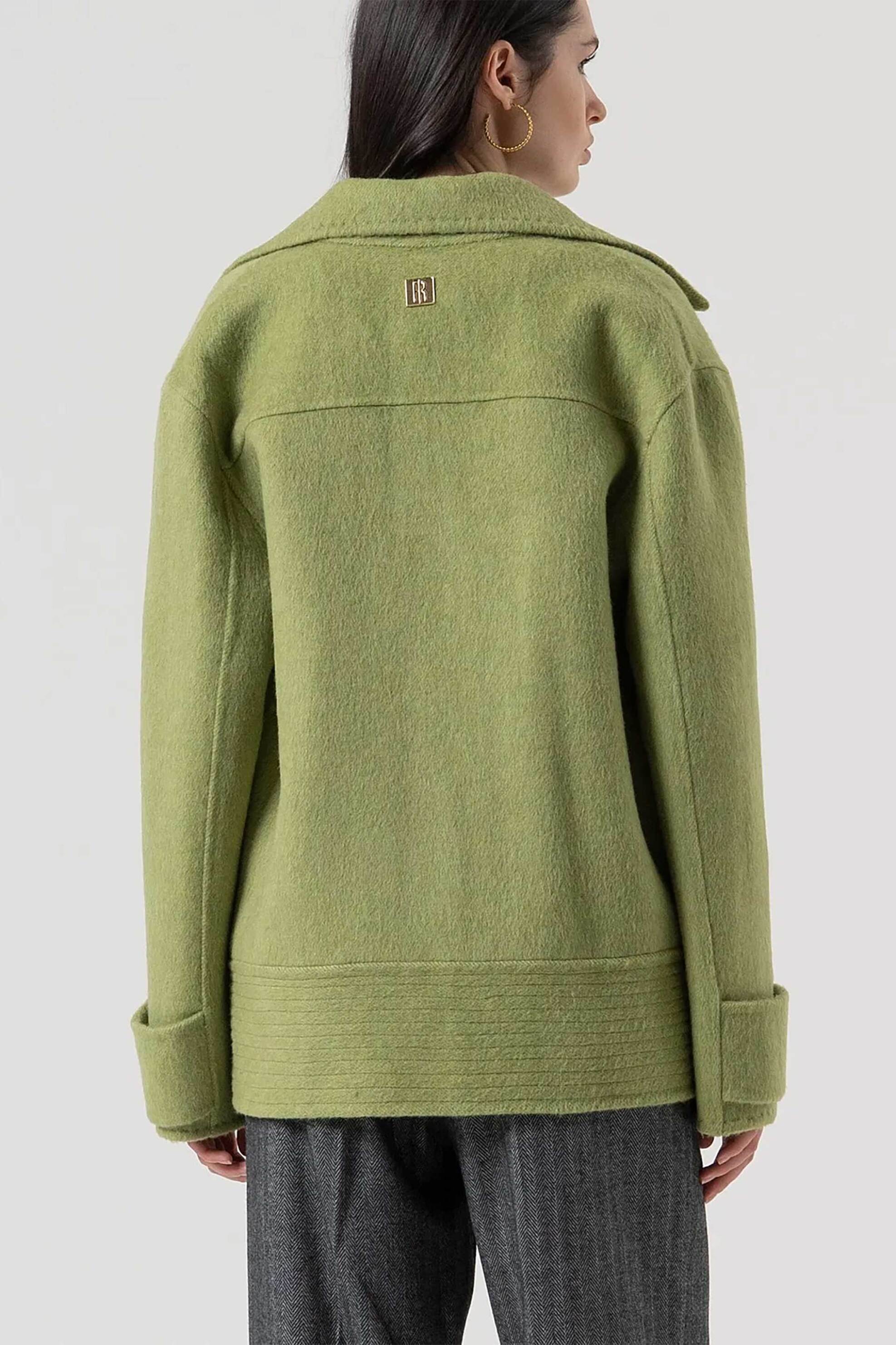 Fracomina γυναικείο παλτό με ζώνη και μπουκλέ υφή - FR25WC1003W80201-T52 Πράσινο φωτογραφία