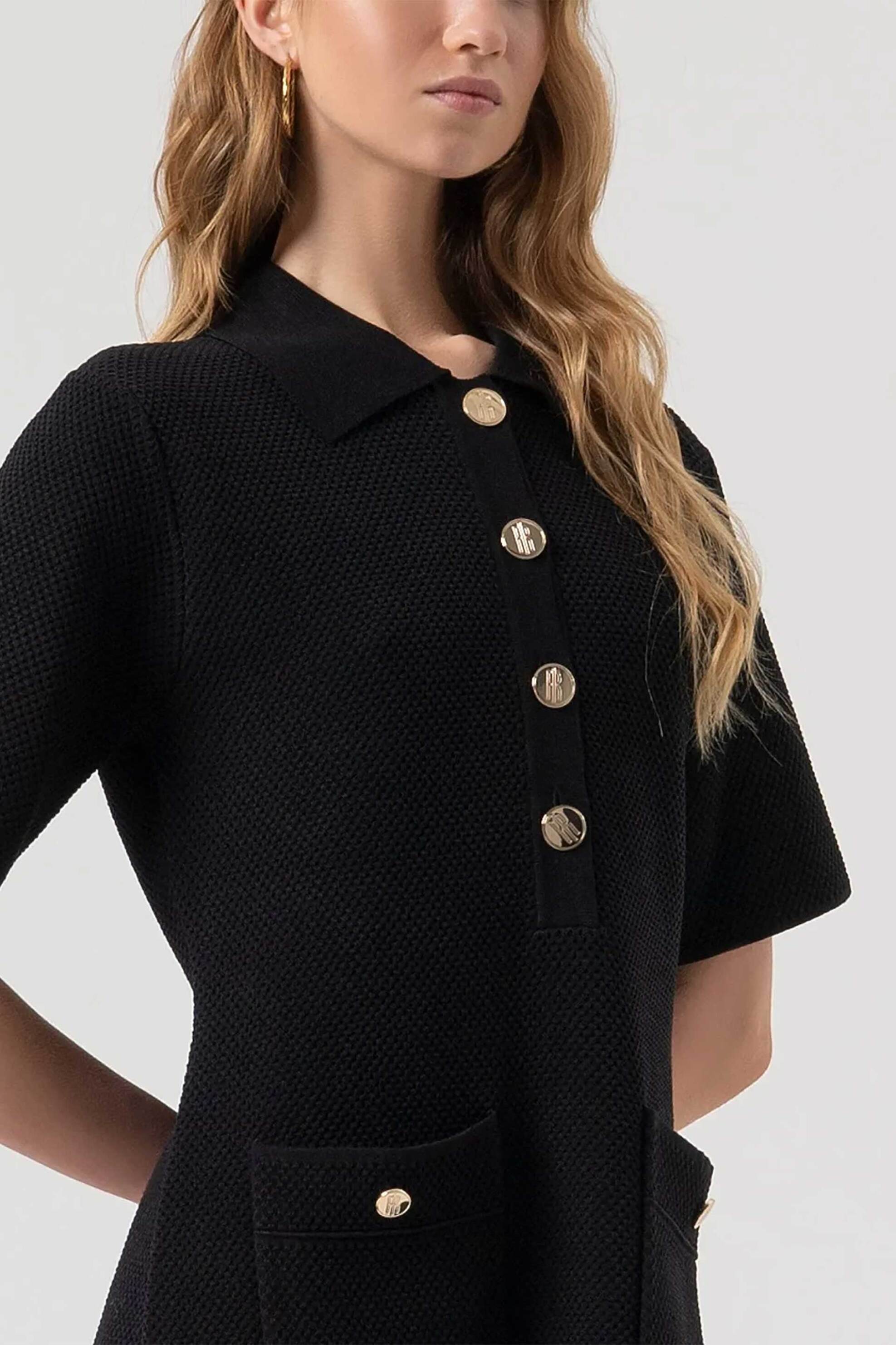 Fracomina γυναικείο mini φόρεμα με πόλο γιακά - FR25WD5005K55301-053 Μαύρο φωτογραφία