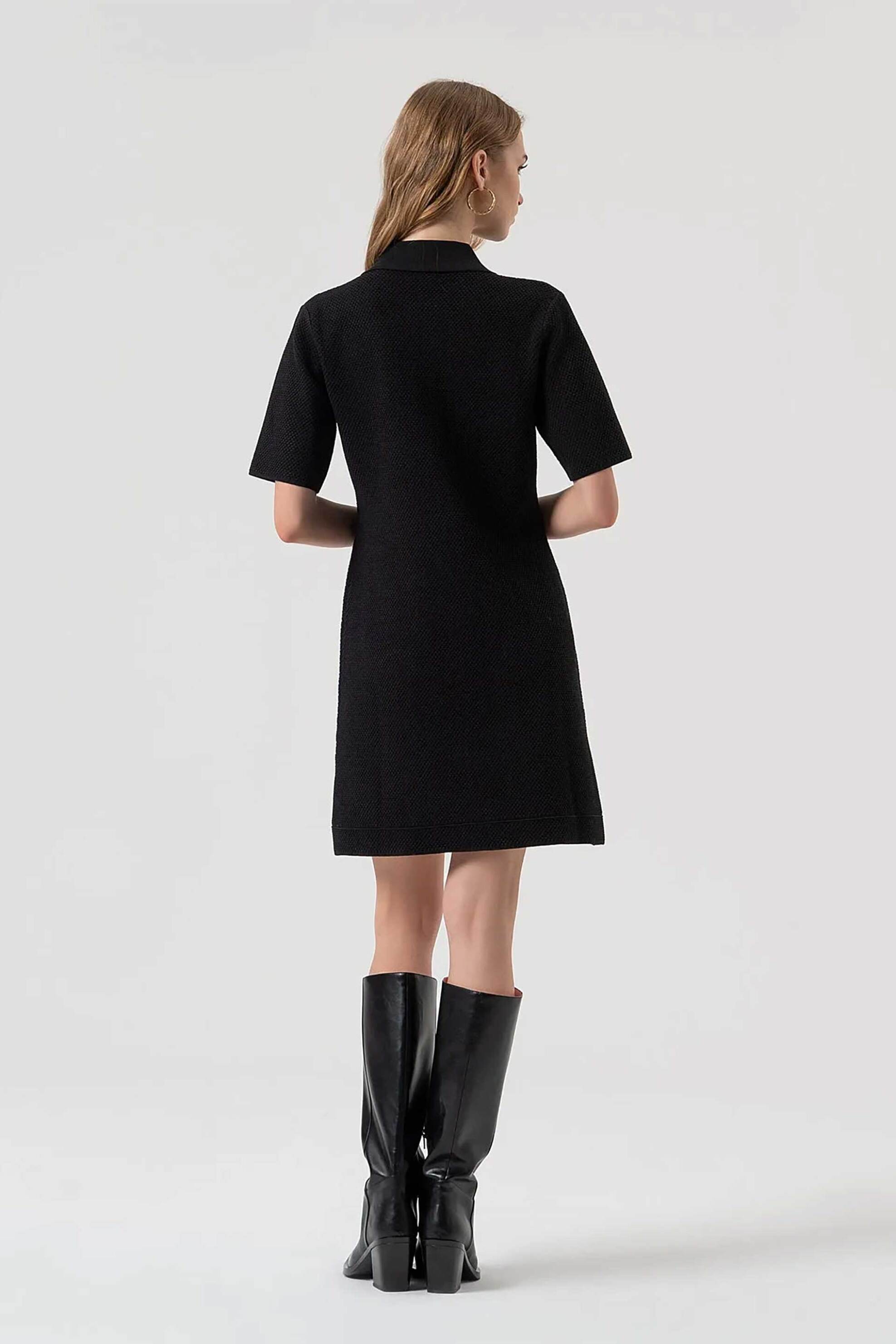 Fracomina γυναικείο mini φόρεμα με πόλο γιακά - FR25WD5005K55301-053 Μαύρο φωτογραφία