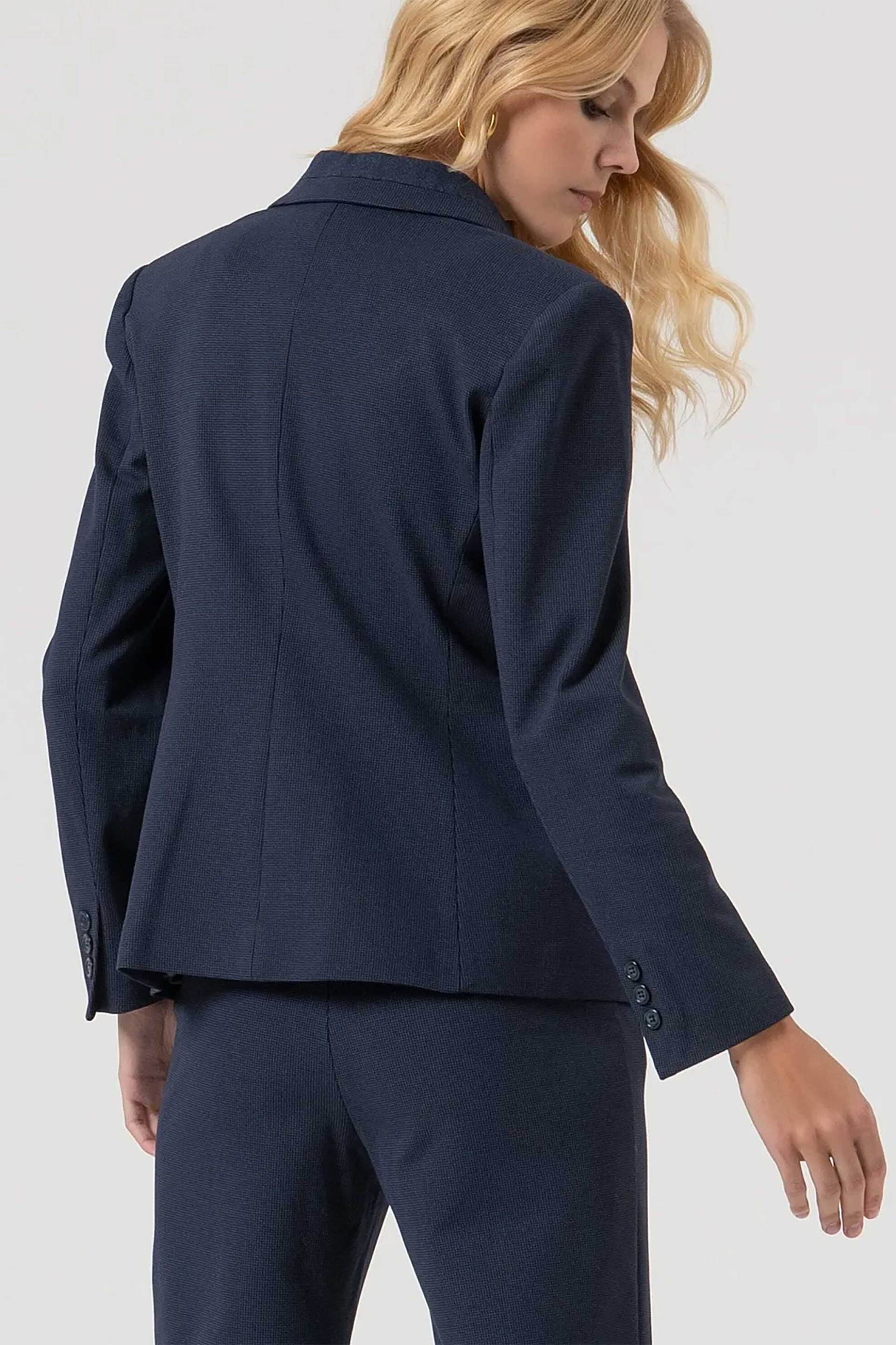 Fracomina γυναικείο σακάκι με διακοσμητικές τσέπες Regular Fit - FR25WJ1002W72701-117 Μπλε Σκούρο φωτογραφία