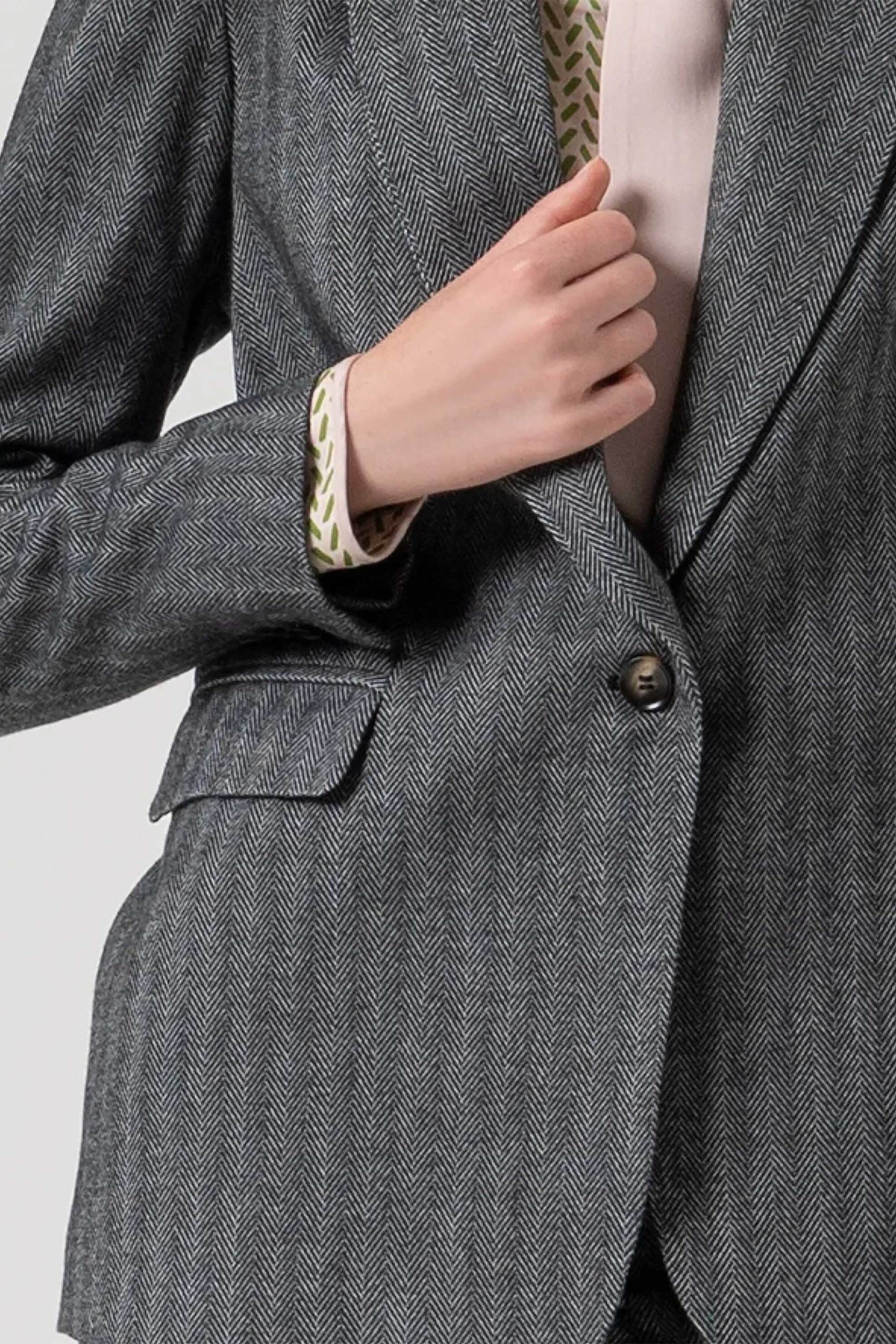 Fracomina γυναικείο σακάκι με ριγέ σχέδιο Regular Fit - FR25WJ2005W492W5-159 Γκρι φωτογραφία