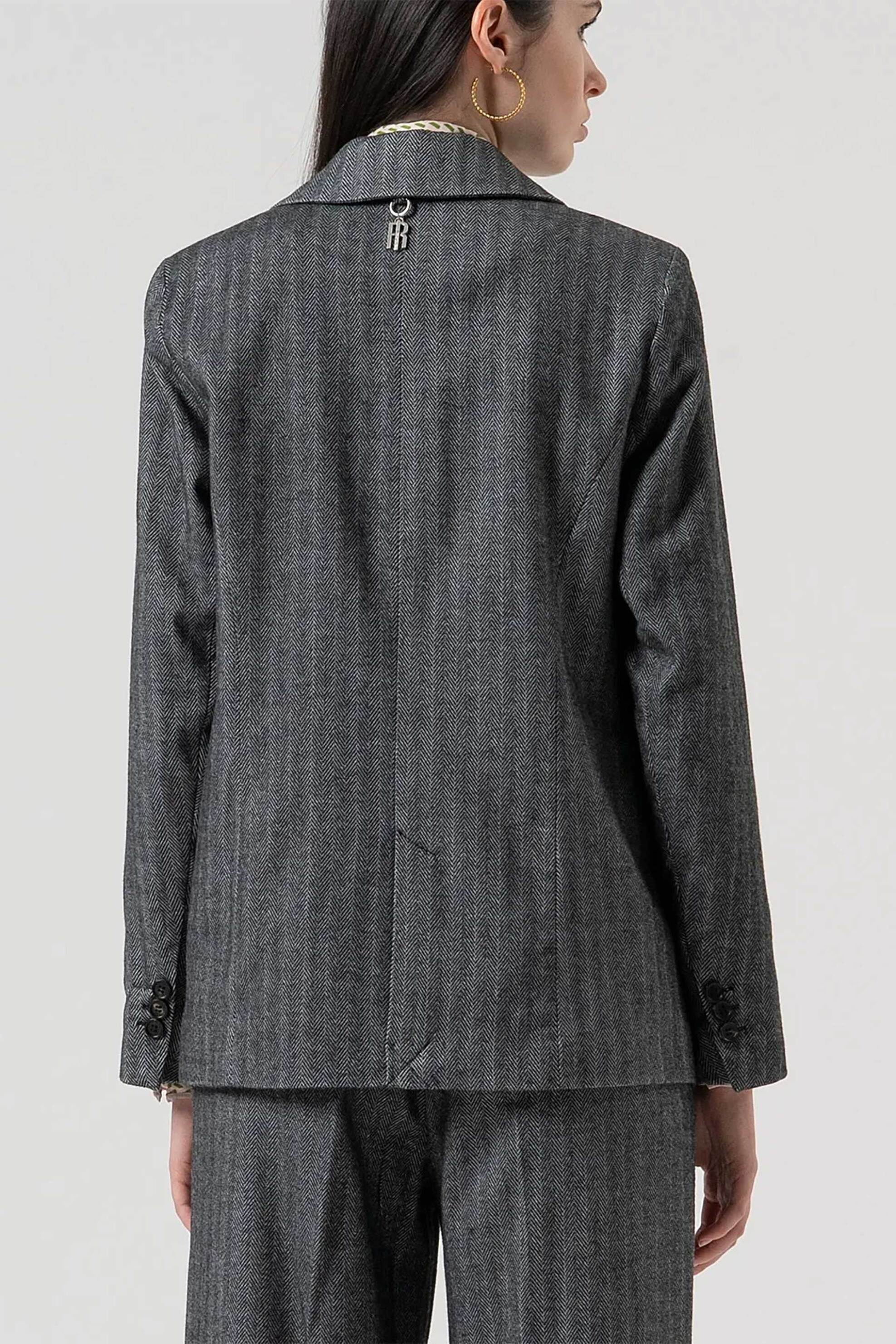 Fracomina γυναικείο σακάκι με ριγέ σχέδιο Regular Fit - FR25WJ2005W492W5-159 Γκρι φωτογραφία