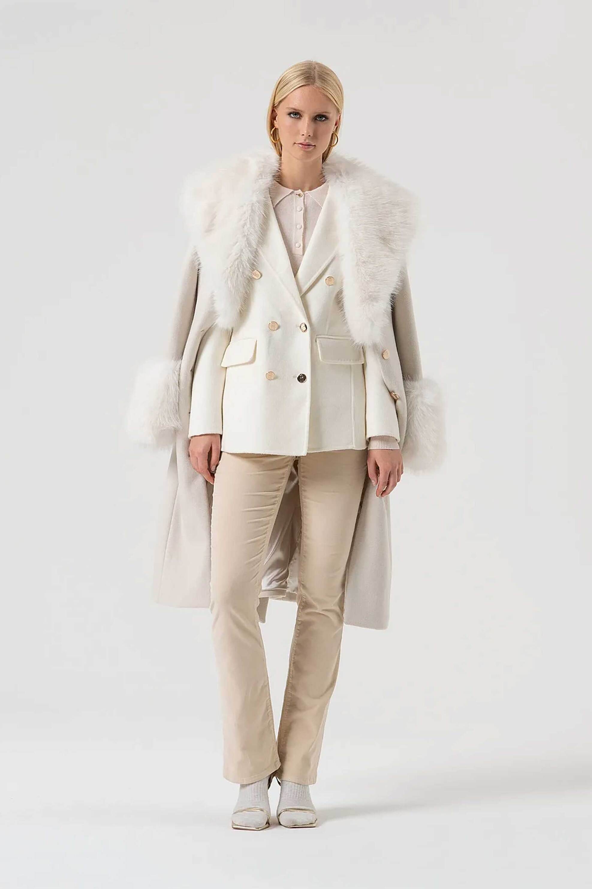 Fracomina γυναικείο σακάκι Regular Fit - FR25WJ3005W80401-508 Κρέμ φωτογραφία