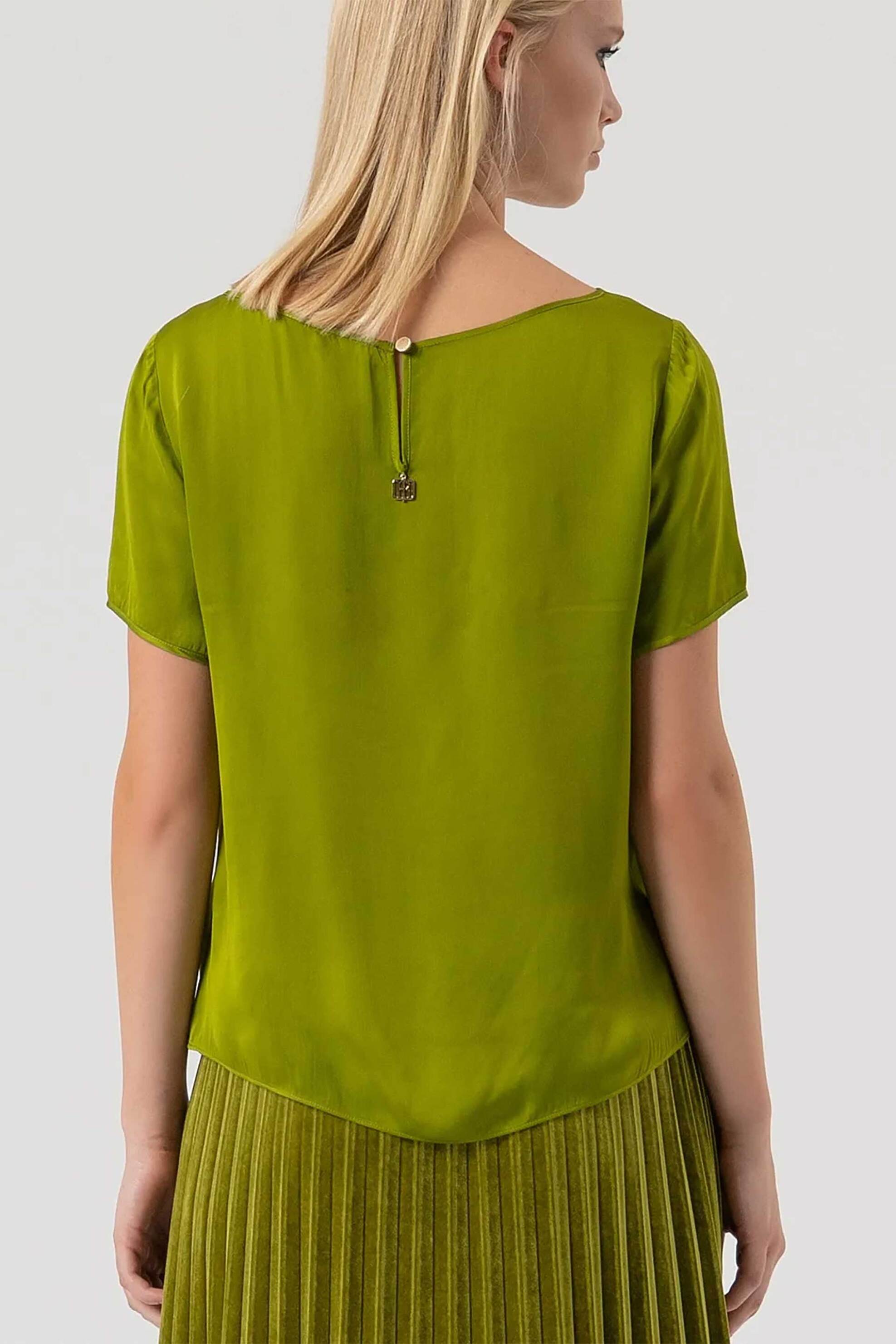 Fracomina γυναικεία μπλούζα με σατέν υφή Regular Fit - FR25WT1017W80701-813 Πράσινο φωτογραφία