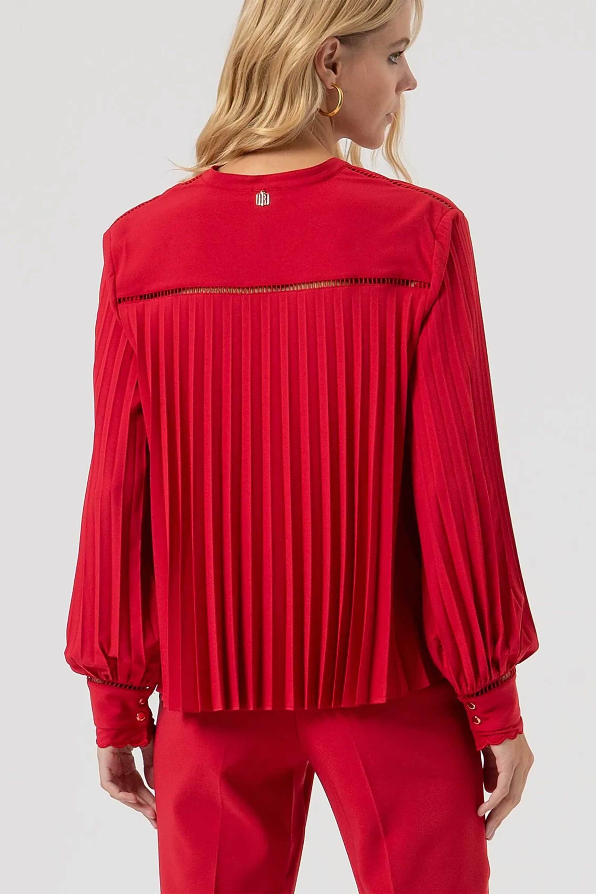 Fracomina γυναικείο πουκάμισο πλισέ oversized - FR25WT6012W436F9-T51 Κόκκινο φωτογραφία