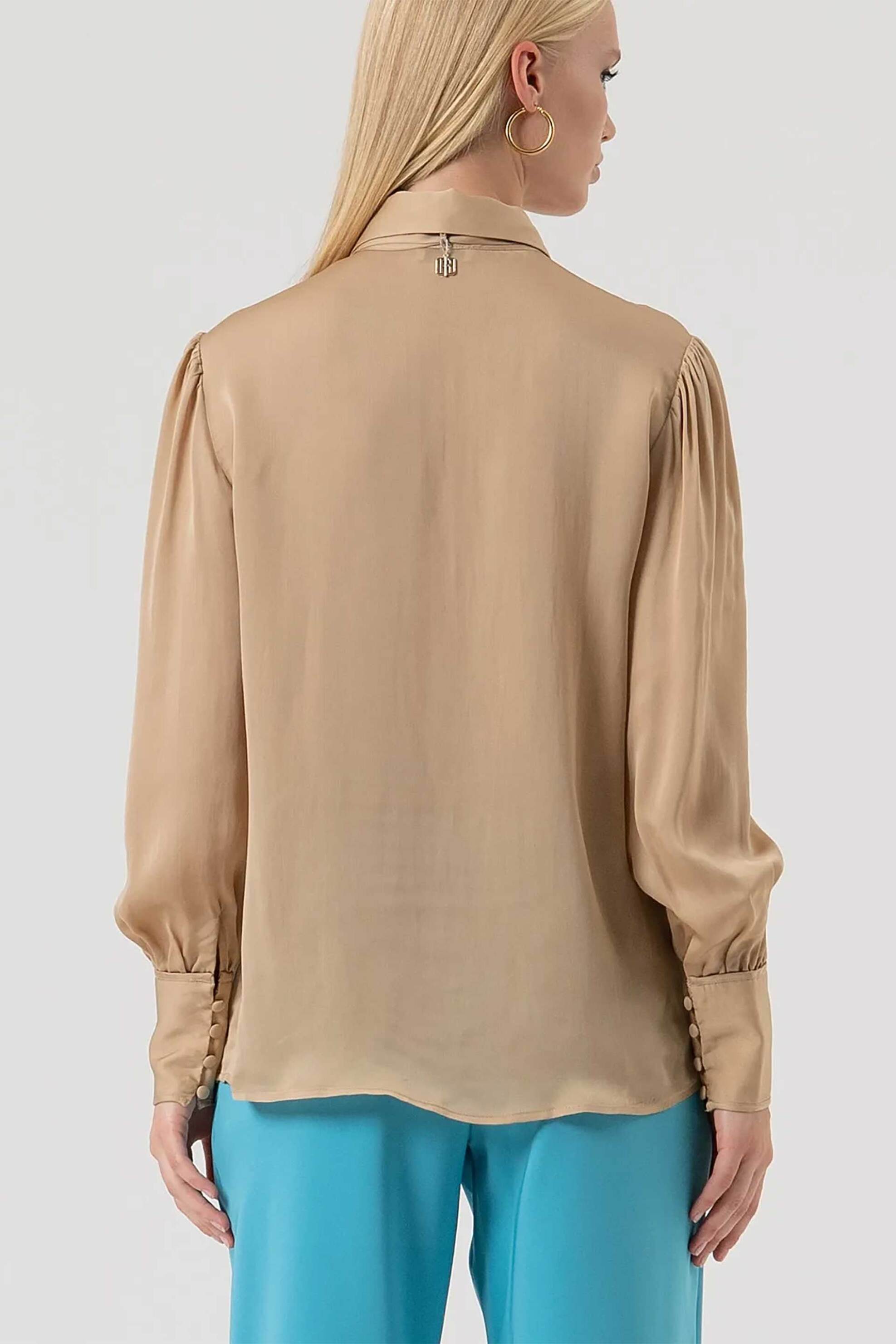 Fracomina γυναικείο πουκάμισο με μετάξι Regular Fit - FR25WT6019W80701-L20 Καμηλό φωτογραφία