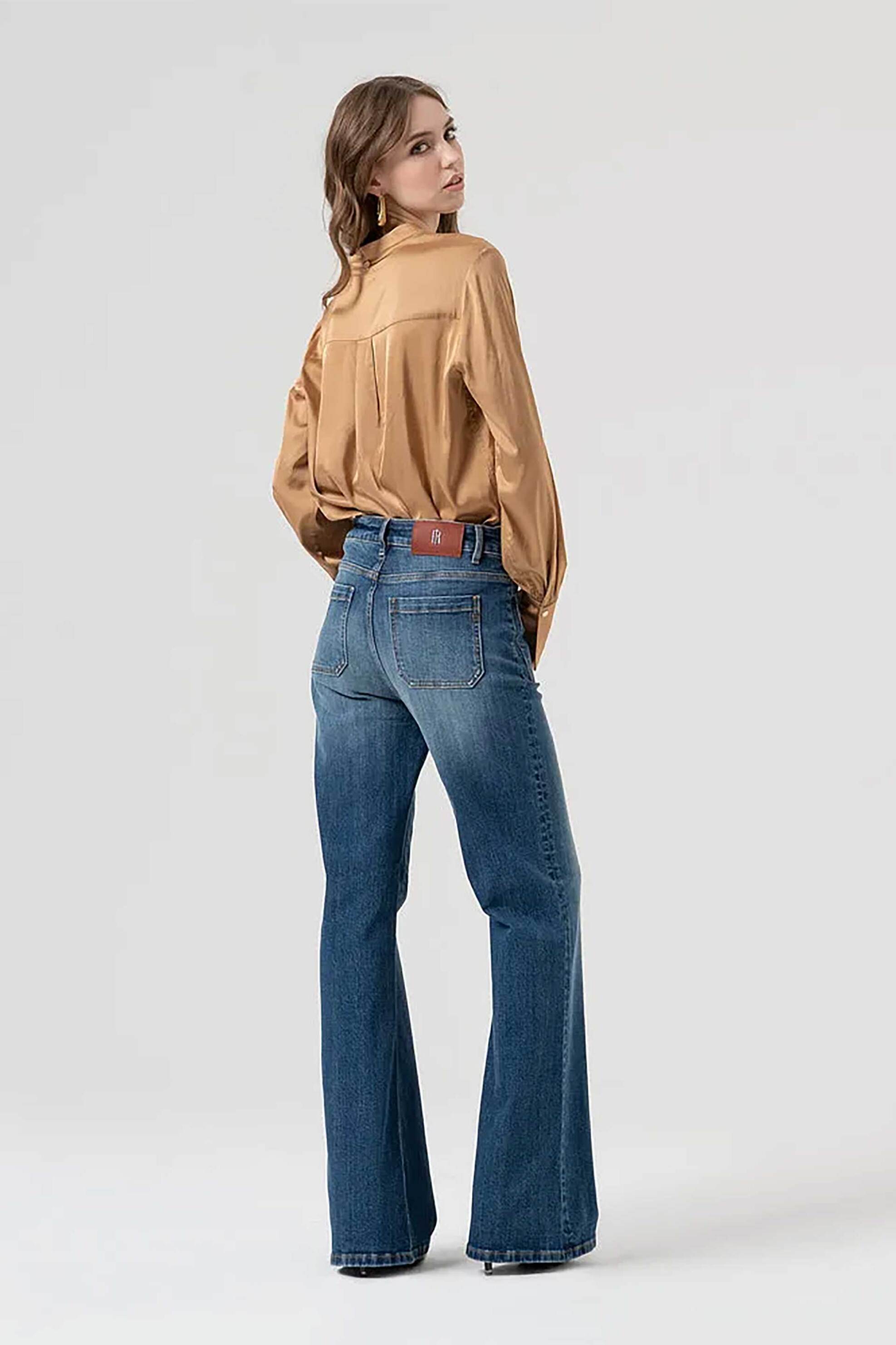 Fracomina γυναικείο τζιν παντελόνι flare - FR25WV2011D401P2-A99 Denim Blue