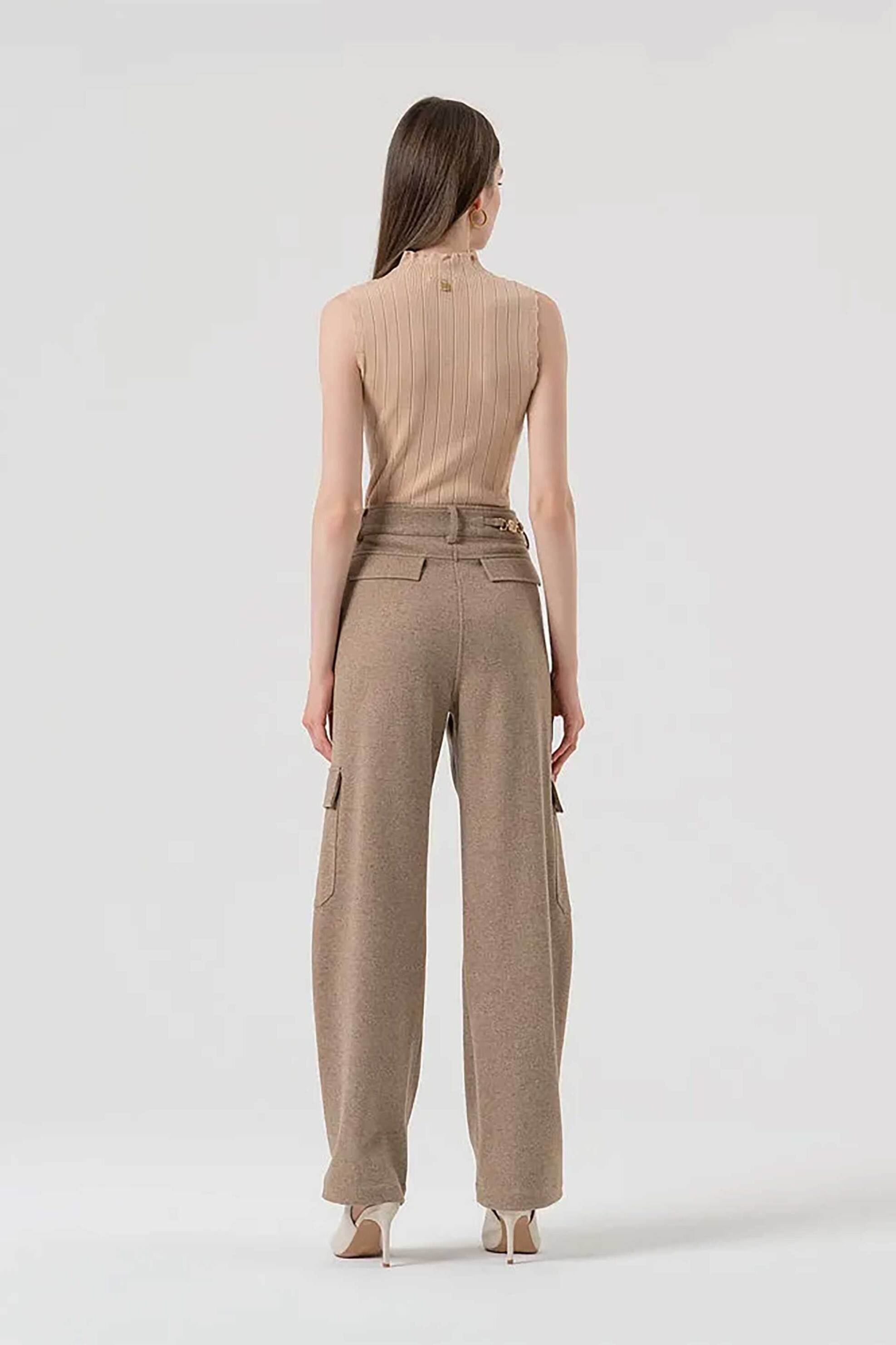 Fracomina γυναικείο ψηλόμεσο παντελόνι cargo - FR25WVC014W80501-L46 Μπεζ φωτογραφία