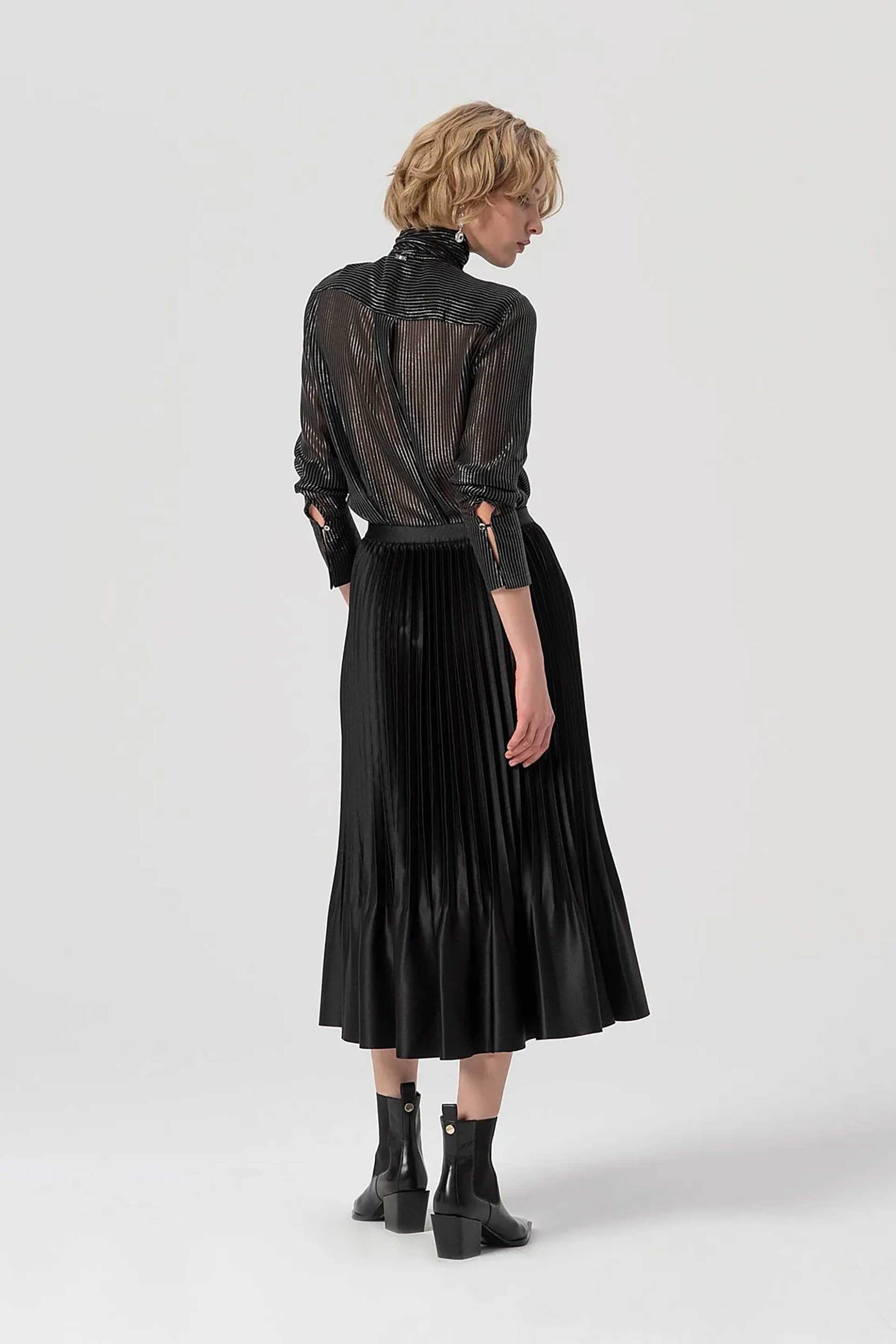 Fracomina γυναικεία midi ψηλόμεση πλισέ φούστα - FS25WG2002W411F9-053 Μαύρο φωτογραφία