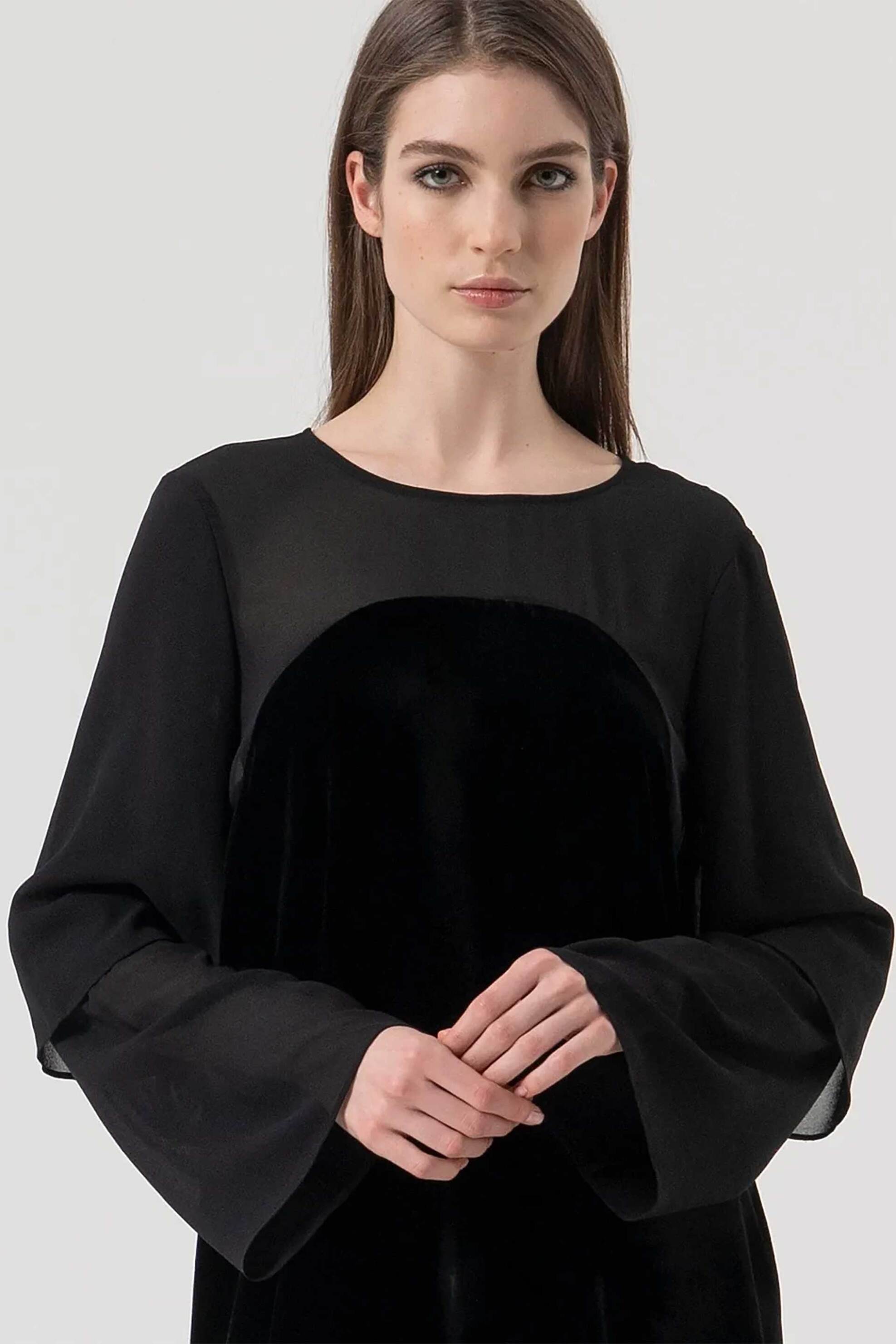 Fracomina γυναικείο mini φόρεμα με διάτρητο σχέδιο σε Α γραμμή - FR25WD1016J48701-053 Μαύρο φωτογραφία