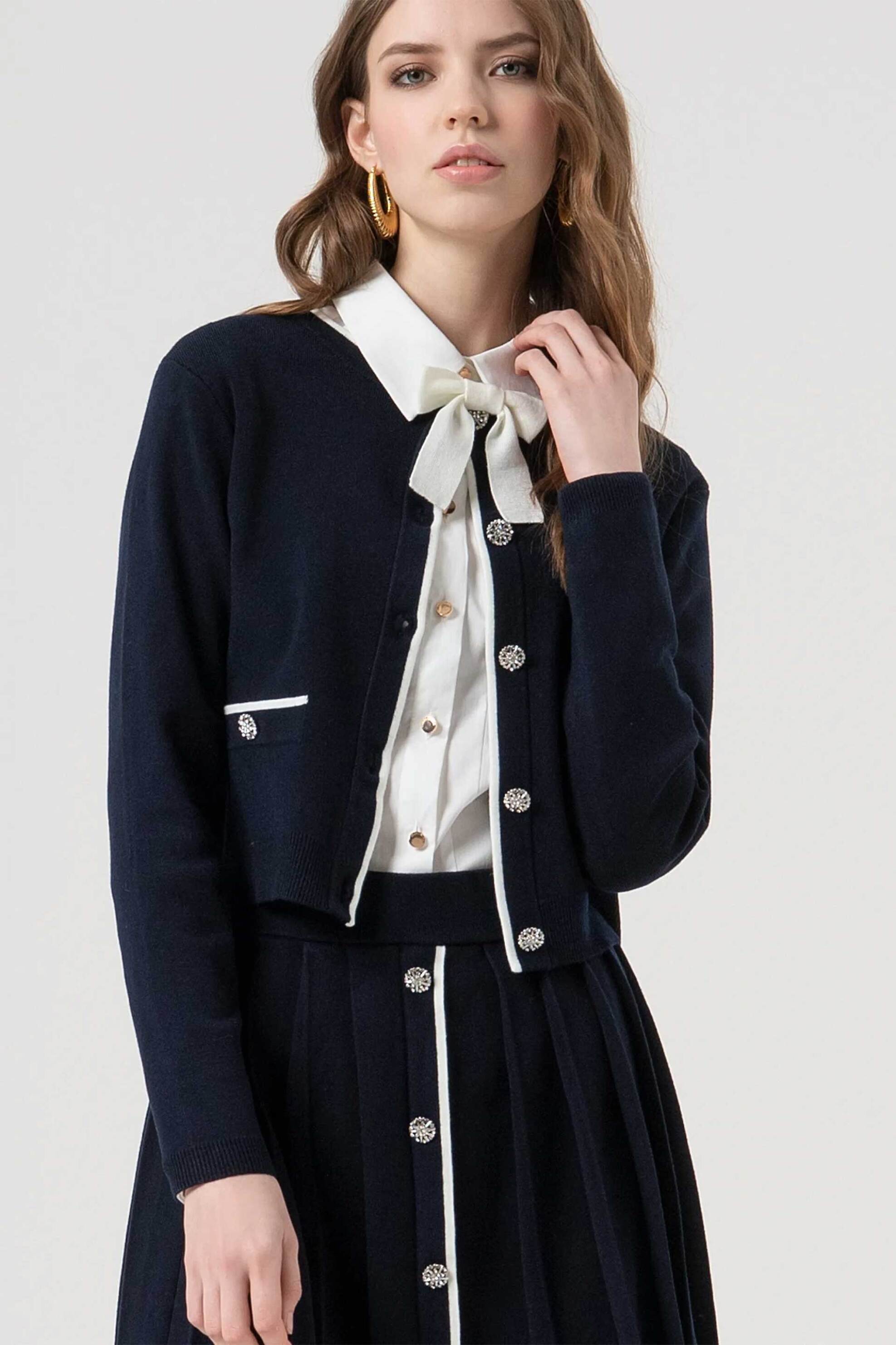 Fracomina γυναικεία ζακέτα με contrast λεπτομέρειες ribbed Regular Fit