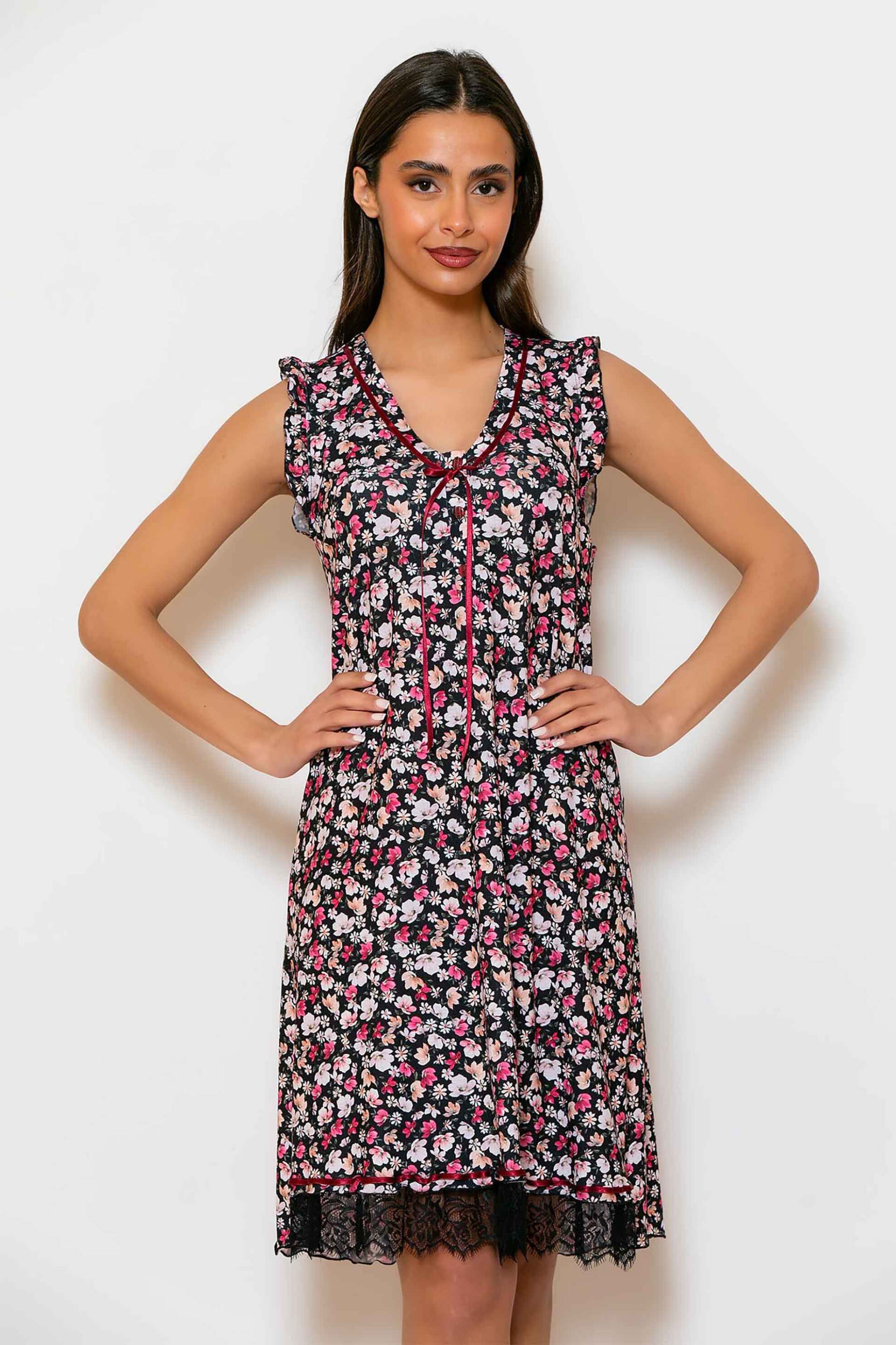 SCHERZO Scherzo γυναικείο νυχτικό αμάνικο με floral print - 5657 Πολύχρωμο