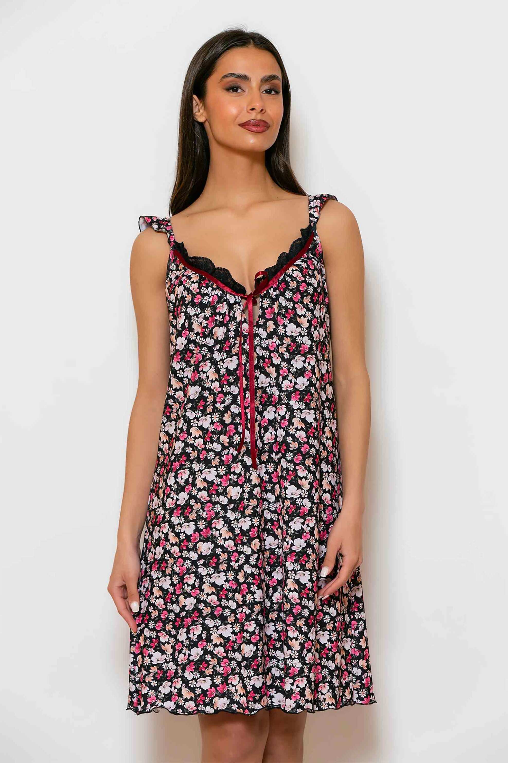SCHERZO Scherzo γυναικείο νυχτικό αμάνικο με floral print - 5658 Πολύχρωμο