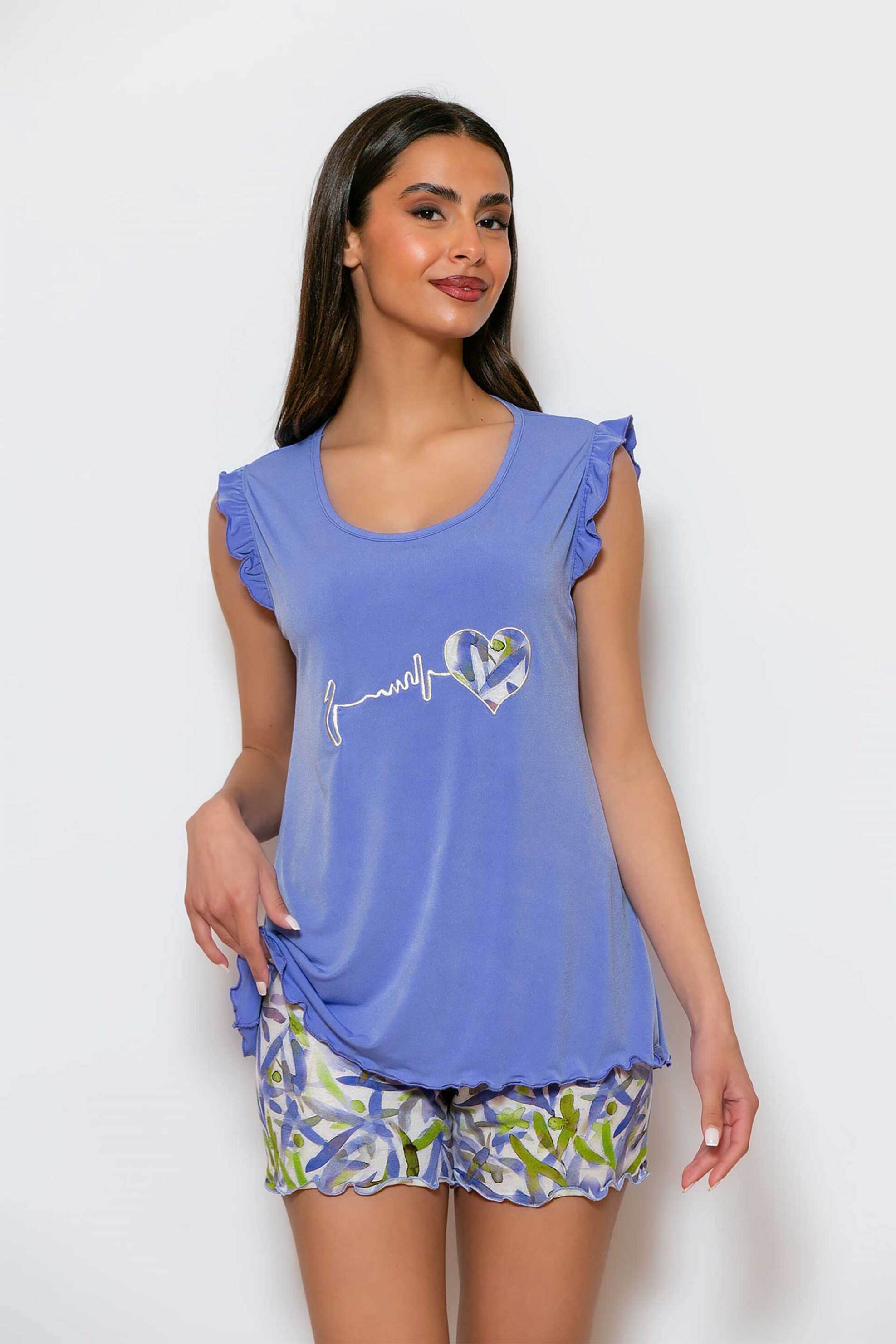 SCHERZO Scherzo γυναικείο babydoll με τύπωμα μπροστά - 5670 Μπλε