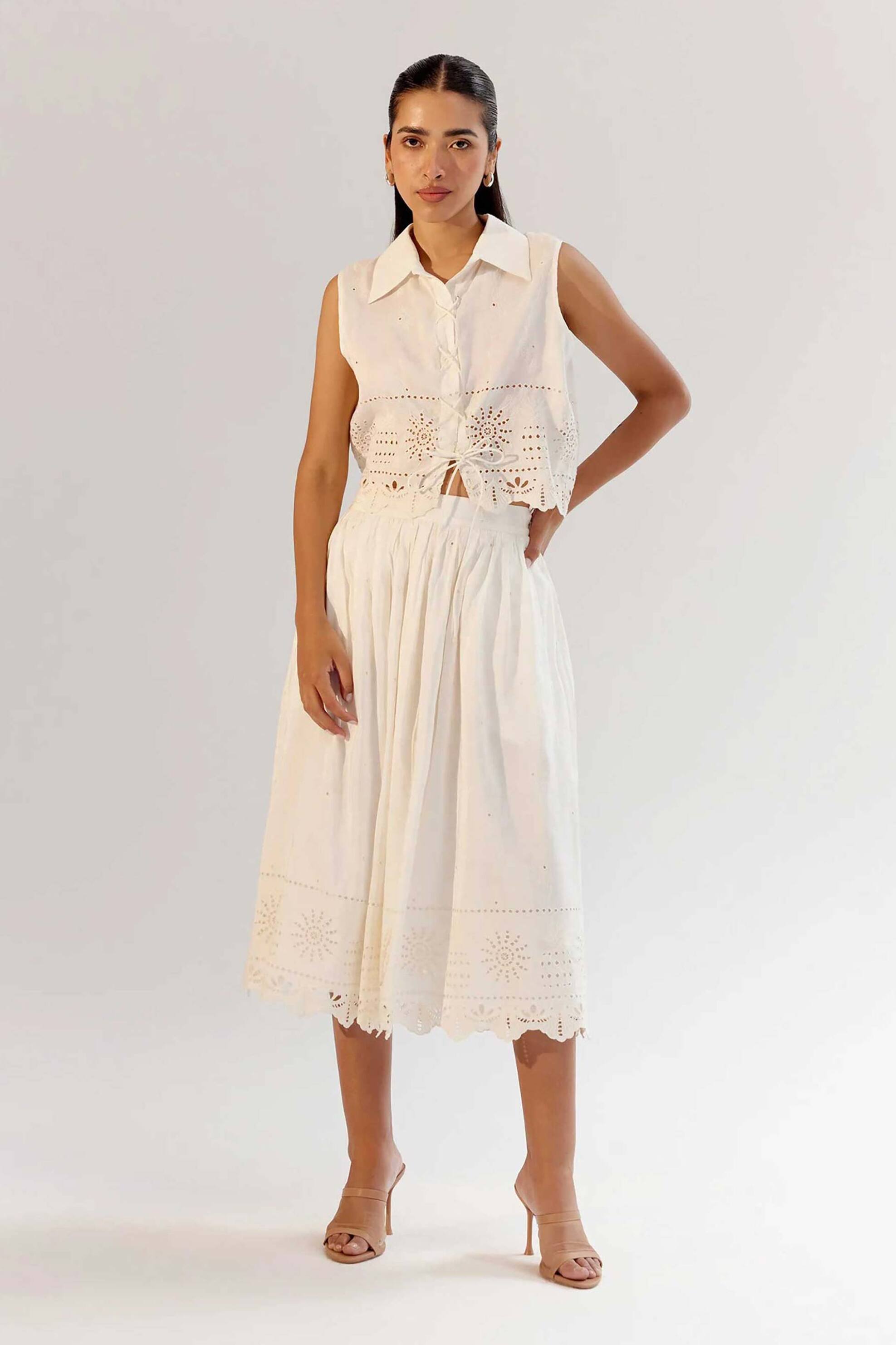 NOIB Noib γυναικεία φούστα με all-over print "Freya Flora" - Freya Skirt/SS25 Εκρού