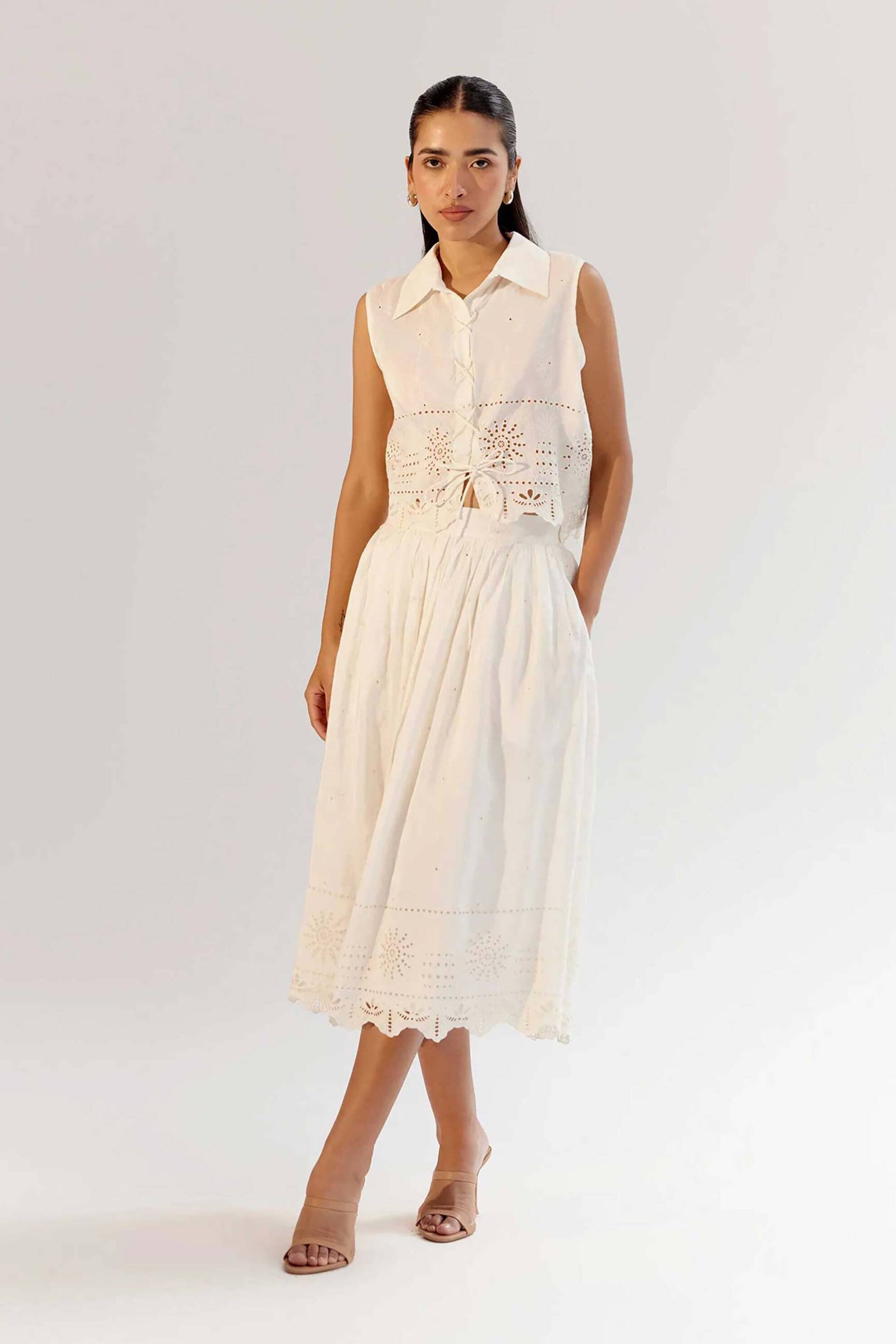 Noib γυναικεία φούστα με all-over print "Freya Flora" - Freya Skirt/SS25 Εκρού φωτογραφία