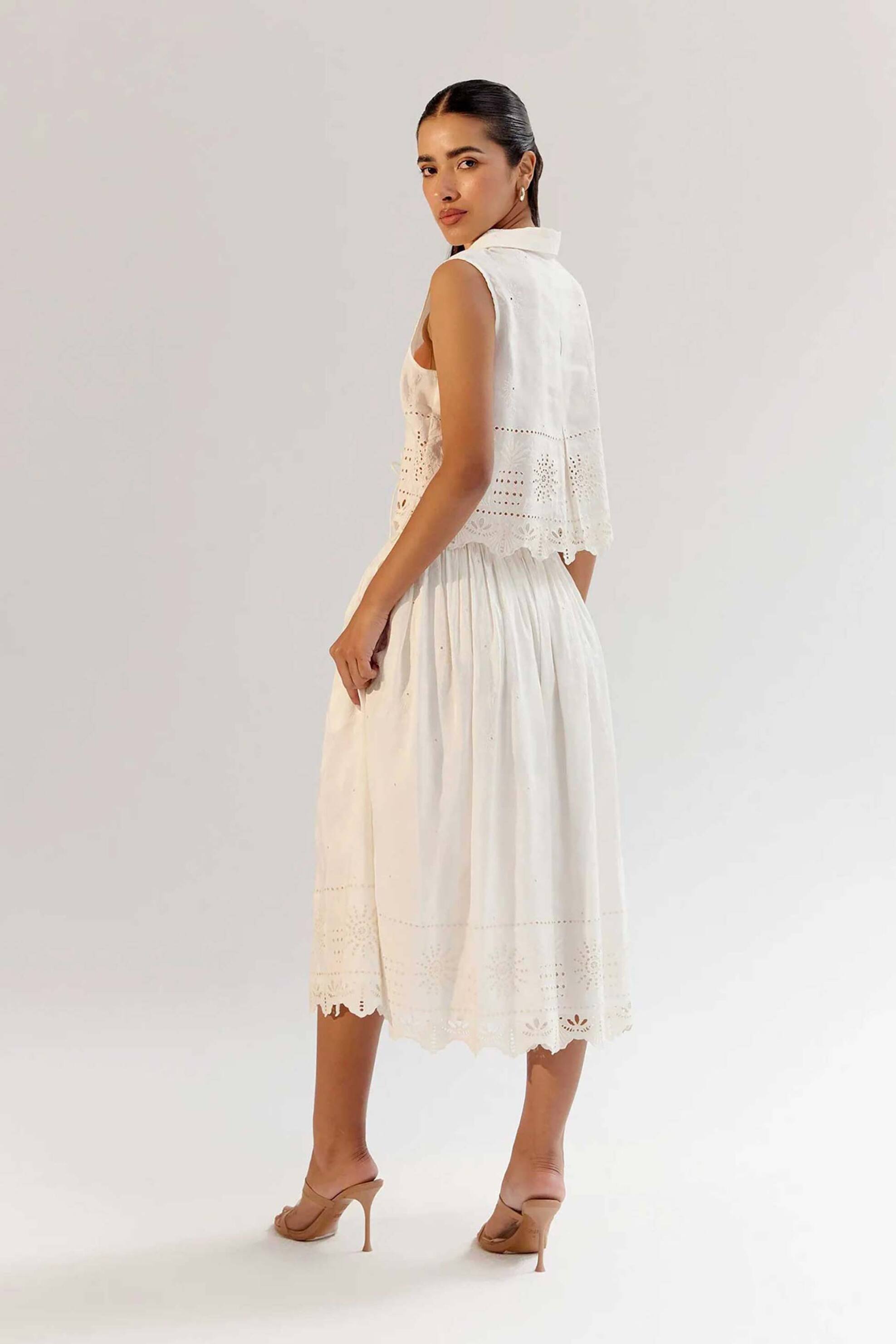 NOIB Noib γυναικεία φούστα με all-over print "Freya Flora" - Freya Skirt/SS25 Εκρού - 3