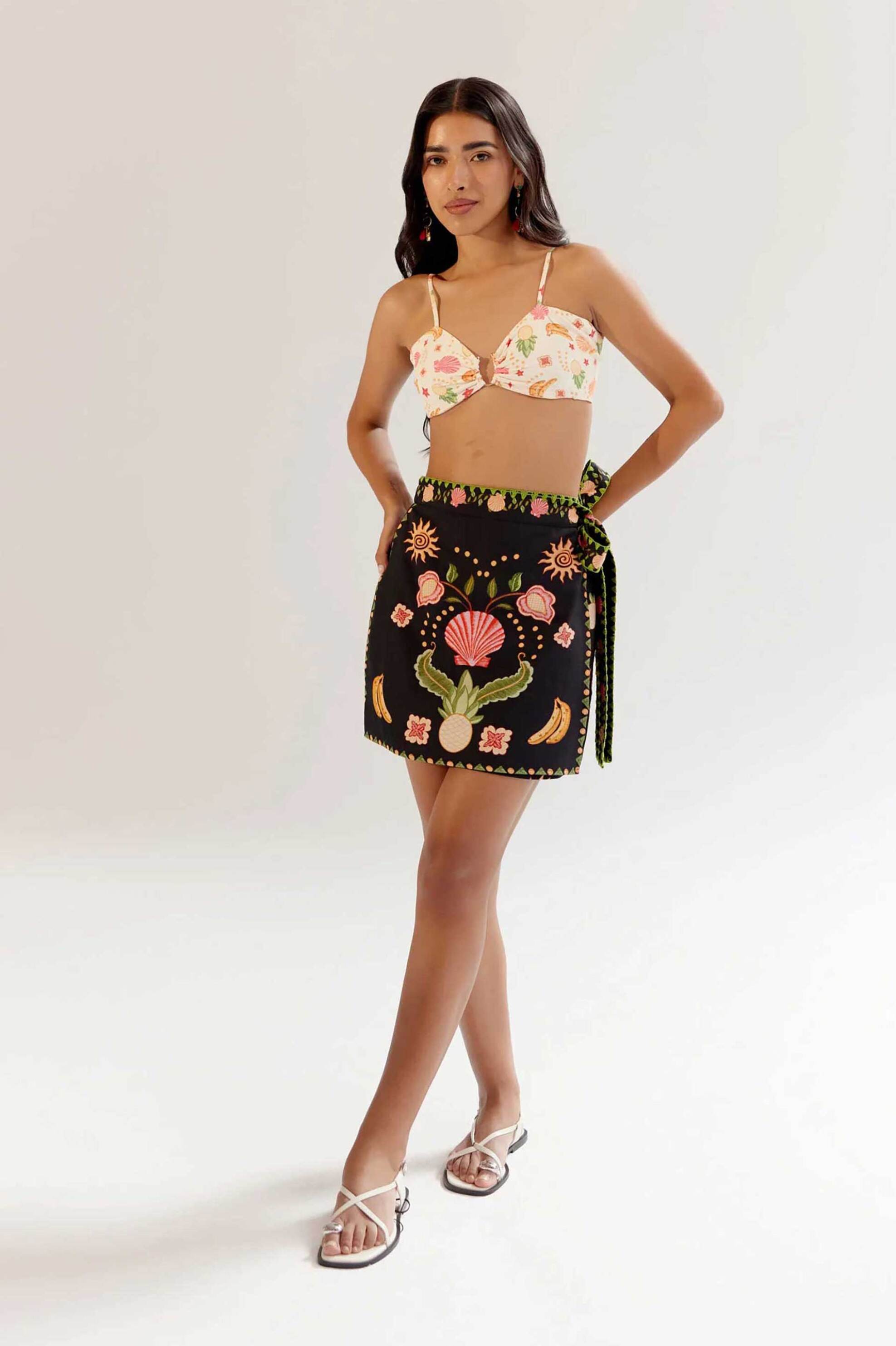 NOIB Noib γυναικεία φούστα με all-over print "Wrap Me Round Skirt Seashell" - Wrap me round skirt/SS25 Μαύρο