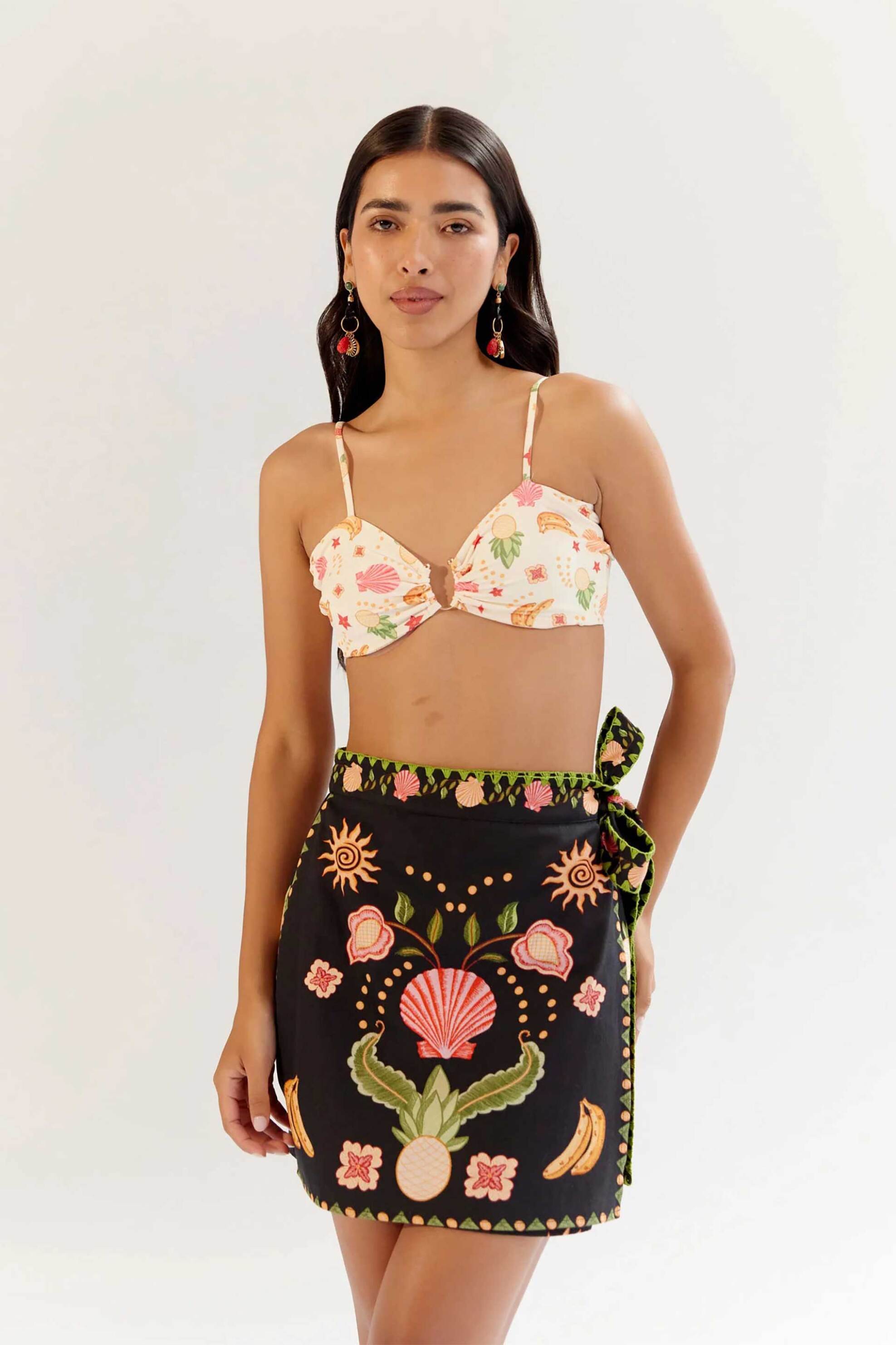 Noib γυναικεία φούστα με all-over print "Wrap Me Round Skirt Seashell" - Wrap me round skirt/SS25 Μαύρο φωτογραφία