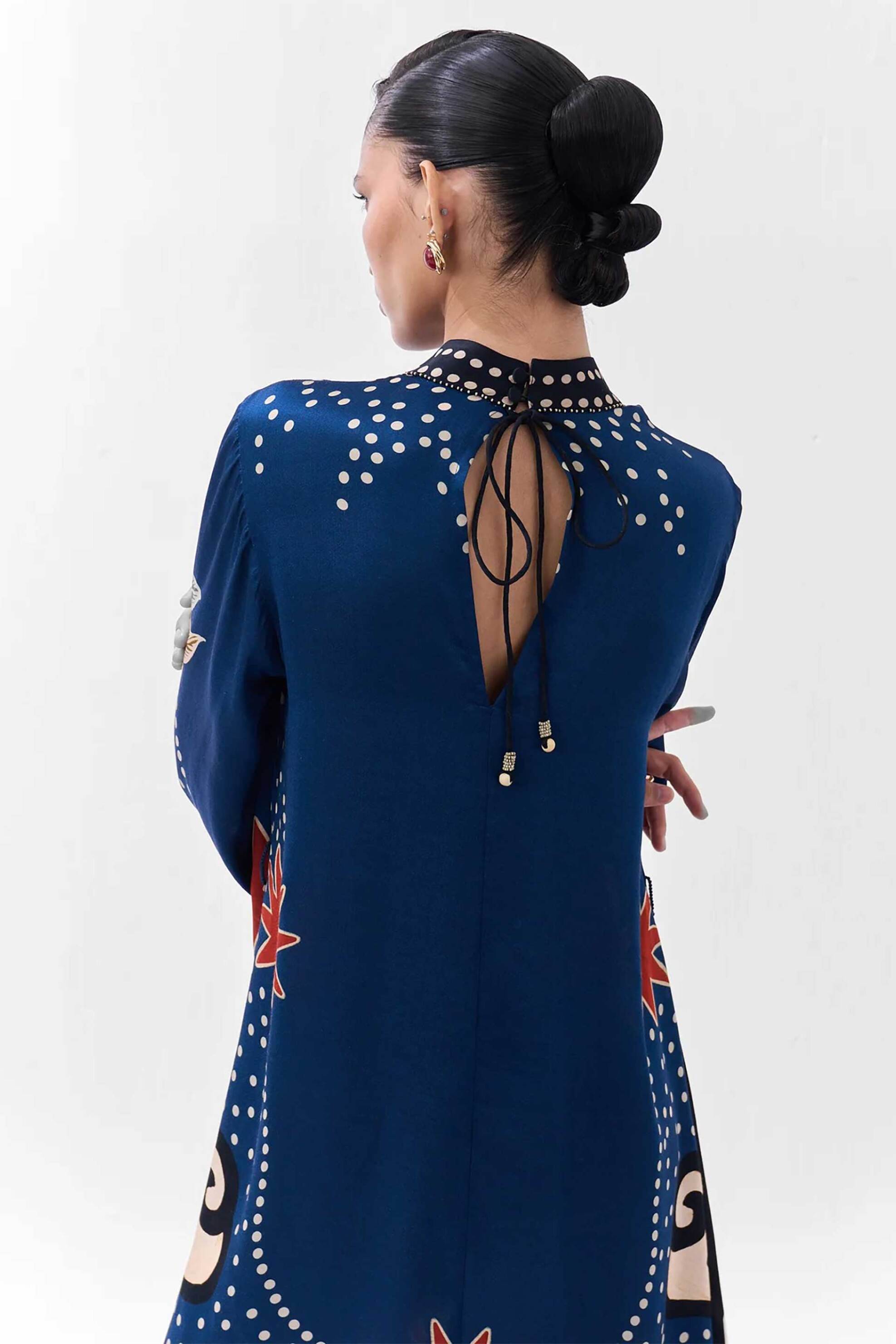 NOIB Noib γυναικείο mini φόρεμα με all-over print "Amber Old Rose" - Amber Mini/FW26 Μπλε - 4