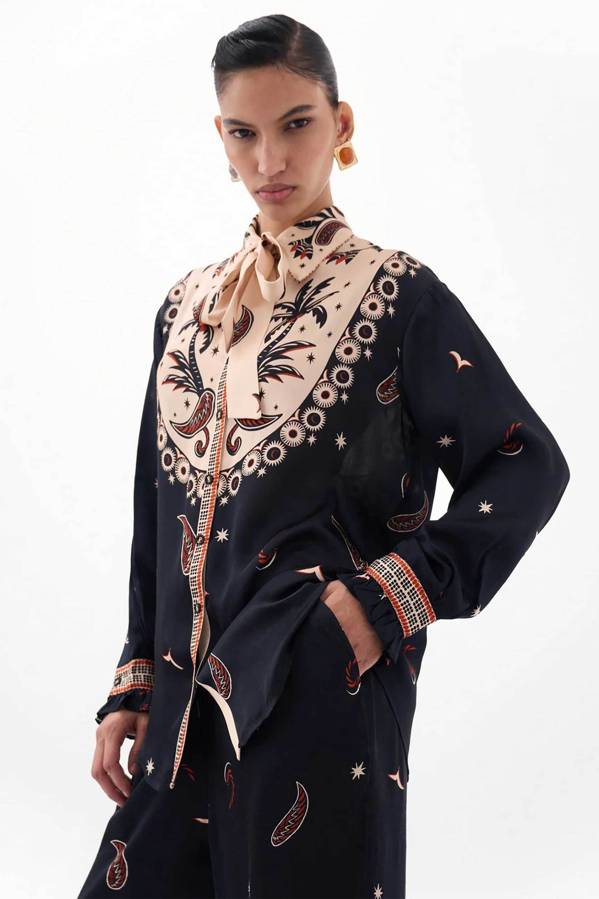 NOIB Noib γυναικείο πουκάμισο με all-over print "Iris Nocturnal Jungle" - Iris Shirt/FW26 Εκρού
