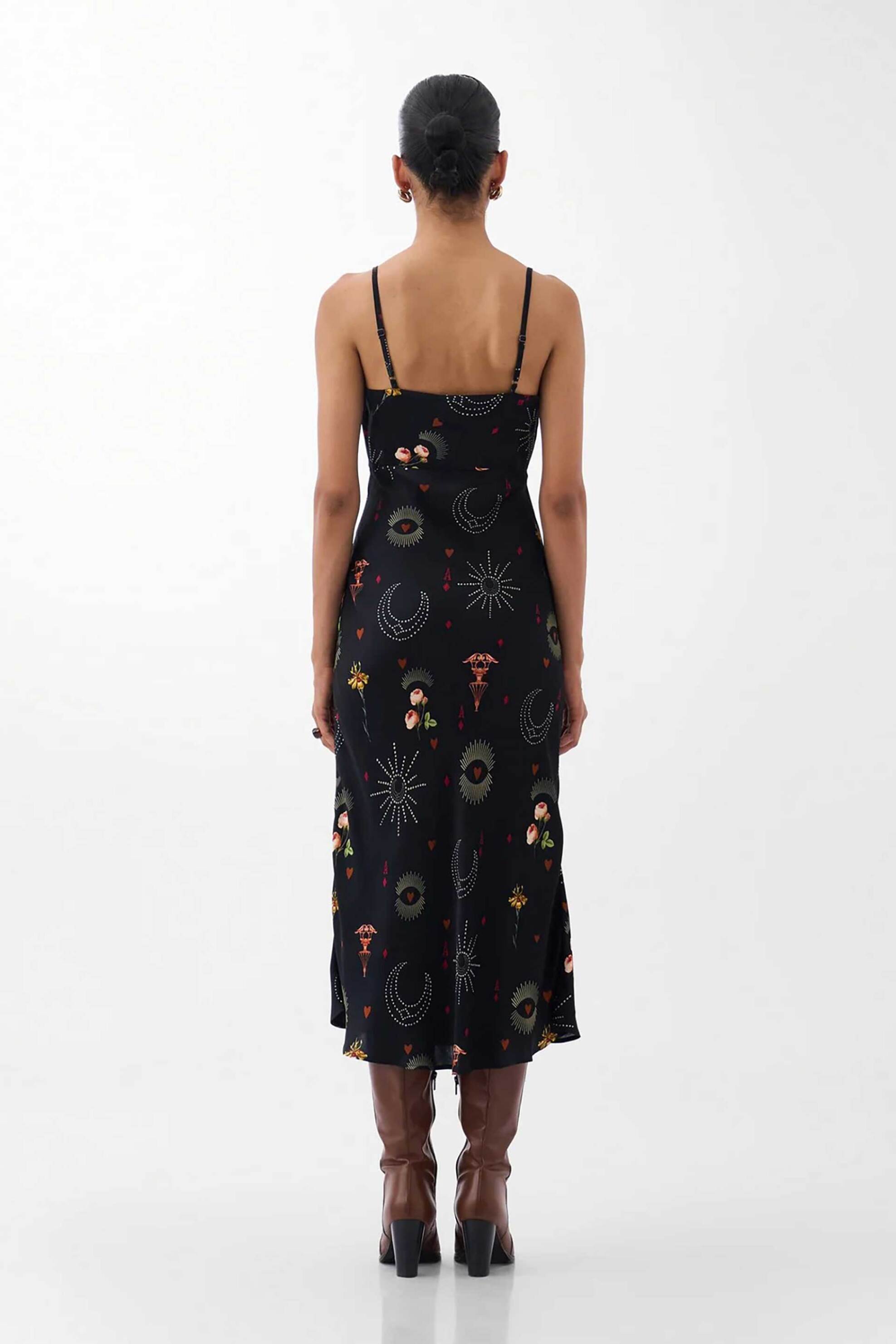 NOIB Noib γυναικείο midi φόρεμα με all-over print "Liza Postcards & Petals" - Liza Midi/FW26 Μαύρο - 3