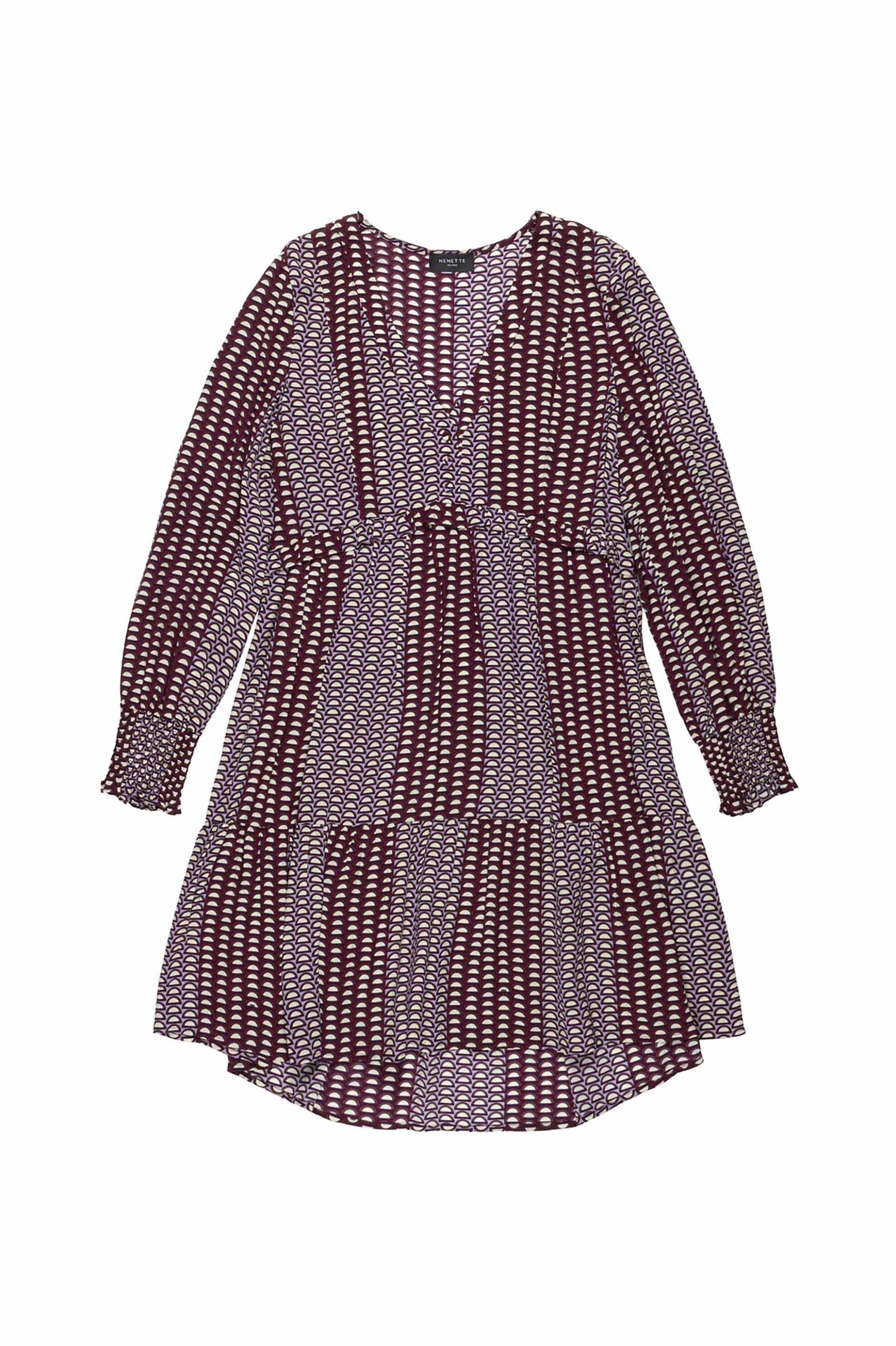 Nenette γυναικείο mini φόρεμα με all-over print - 40BB-ADICA-0800 Καφέ φωτογραφία