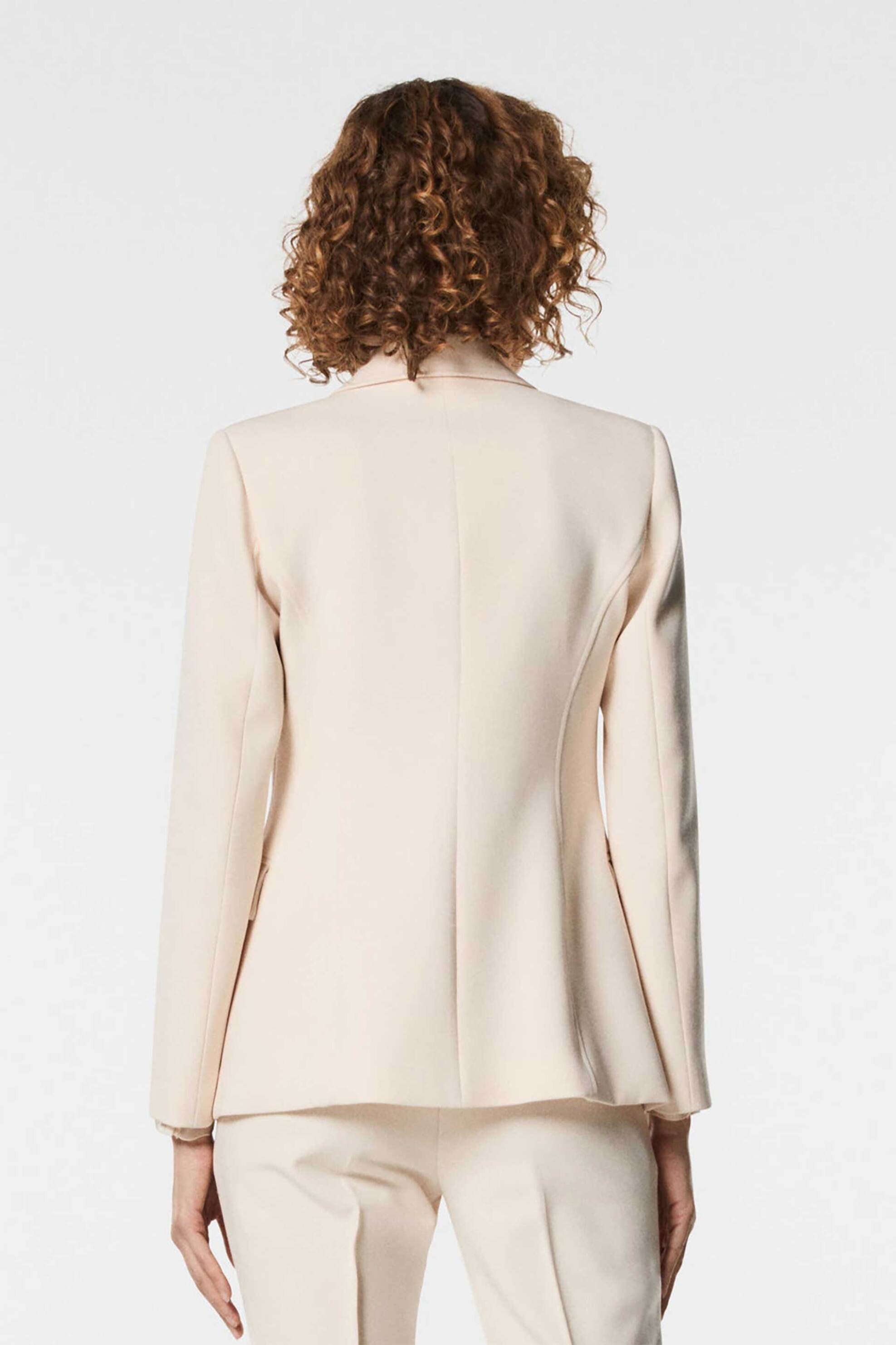 Nenette γυναικείο σακάκι μονόχρωμο με σταυρωτό κλείσιμο - 40BB-BEST-0011 Κρέμ φωτογραφία