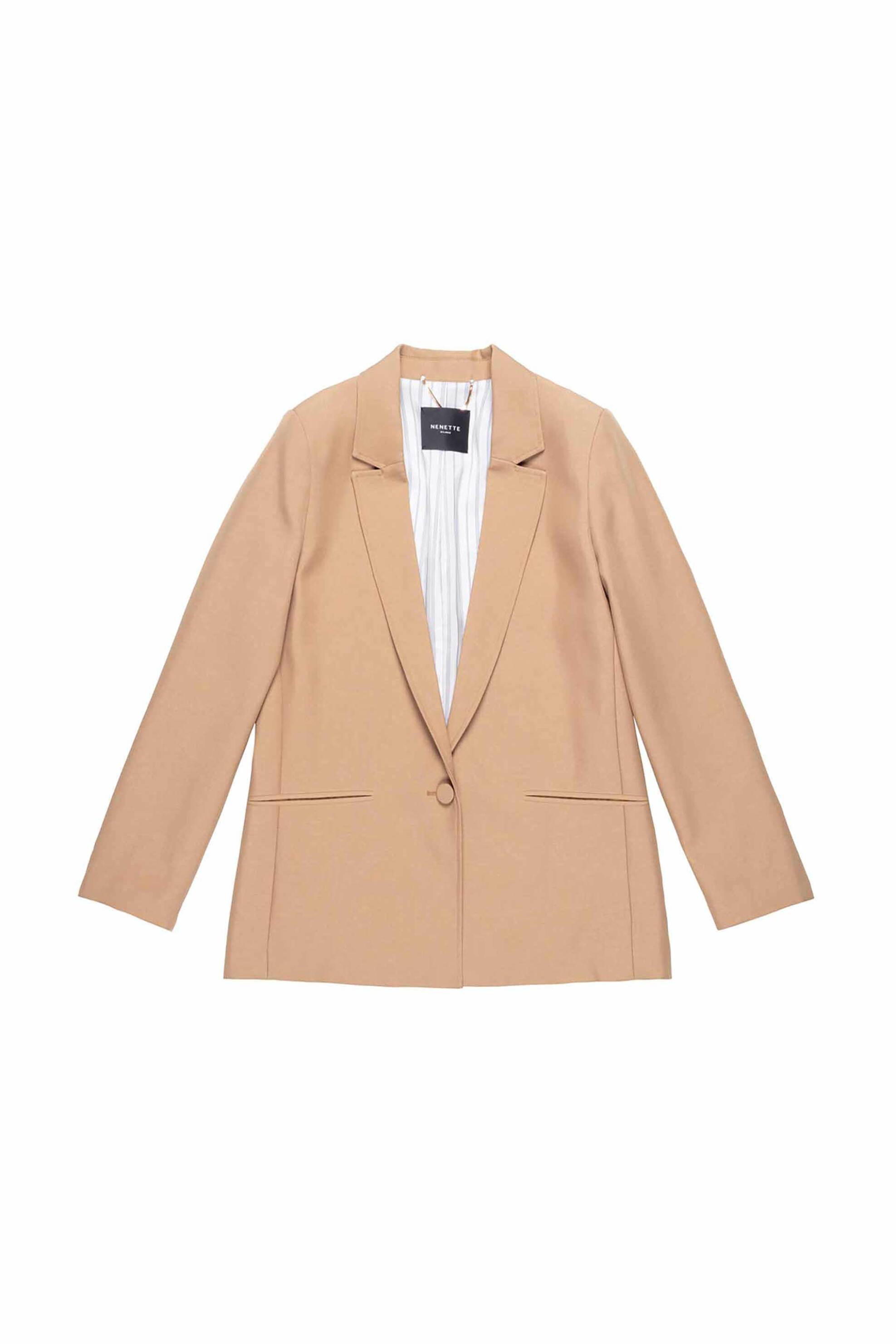 Nenette γυναικείο σακάκι μονόχρωμο - 40BB-BOSSIS-0645 Καμηλό φωτογραφία