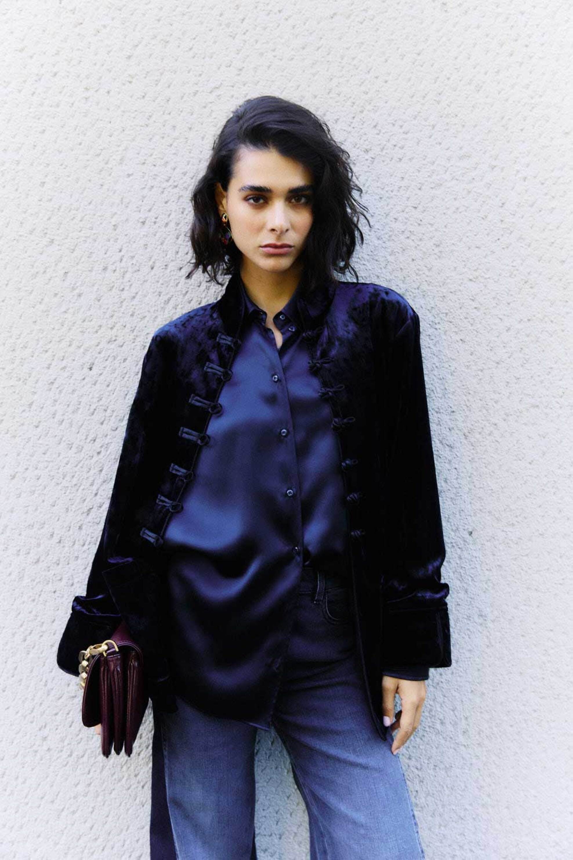 NENETTE Nenette γυναικείο μεταξένιο πουκάμισο "Fall" - 40BB-FALL-0405 Σκούρο Μπλε