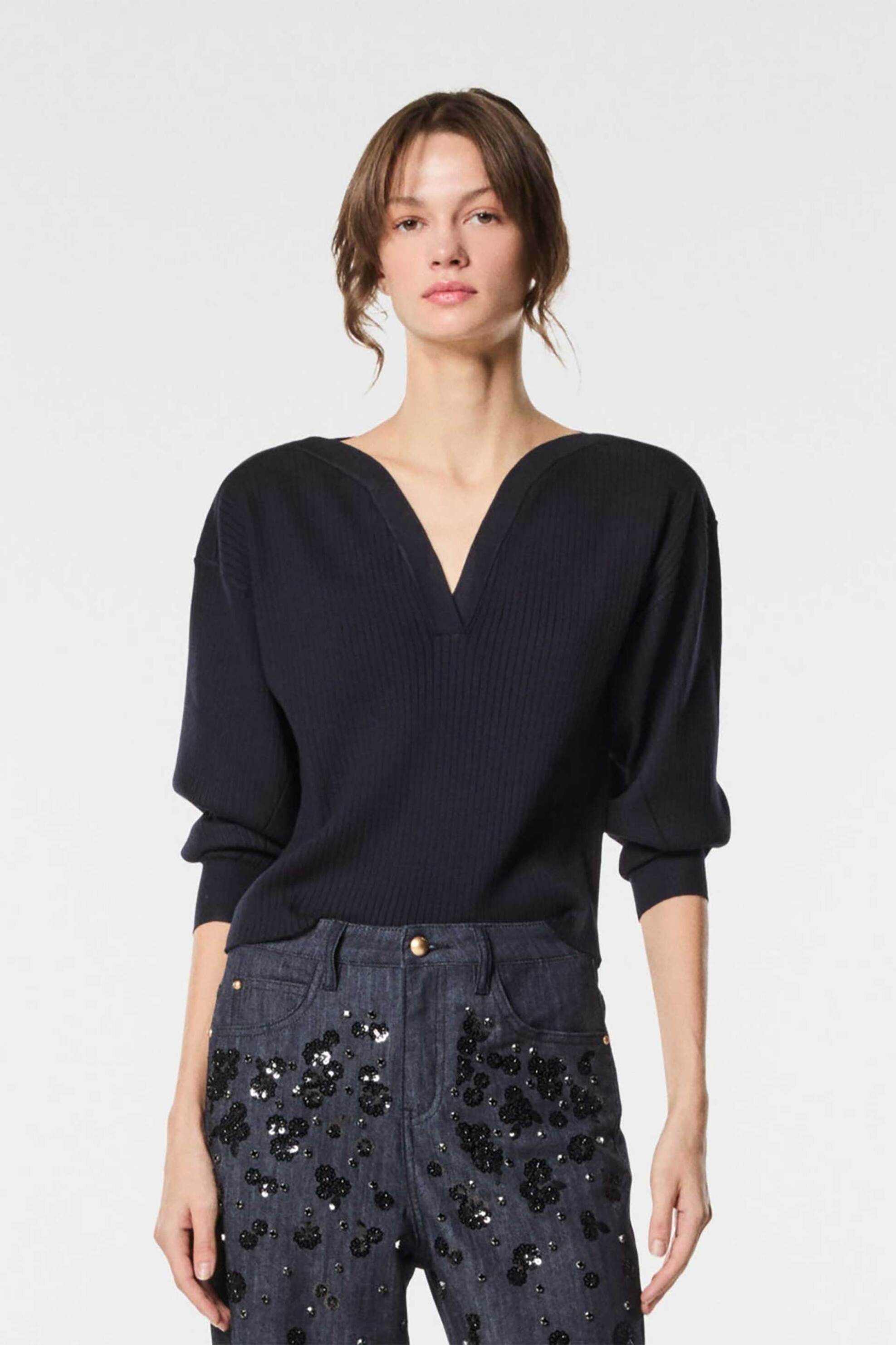 NENETTE Nenette γυναικείο πουλόβερ Regular Fit "Missi" - 40BB-MISSI-0700 Μαύρο