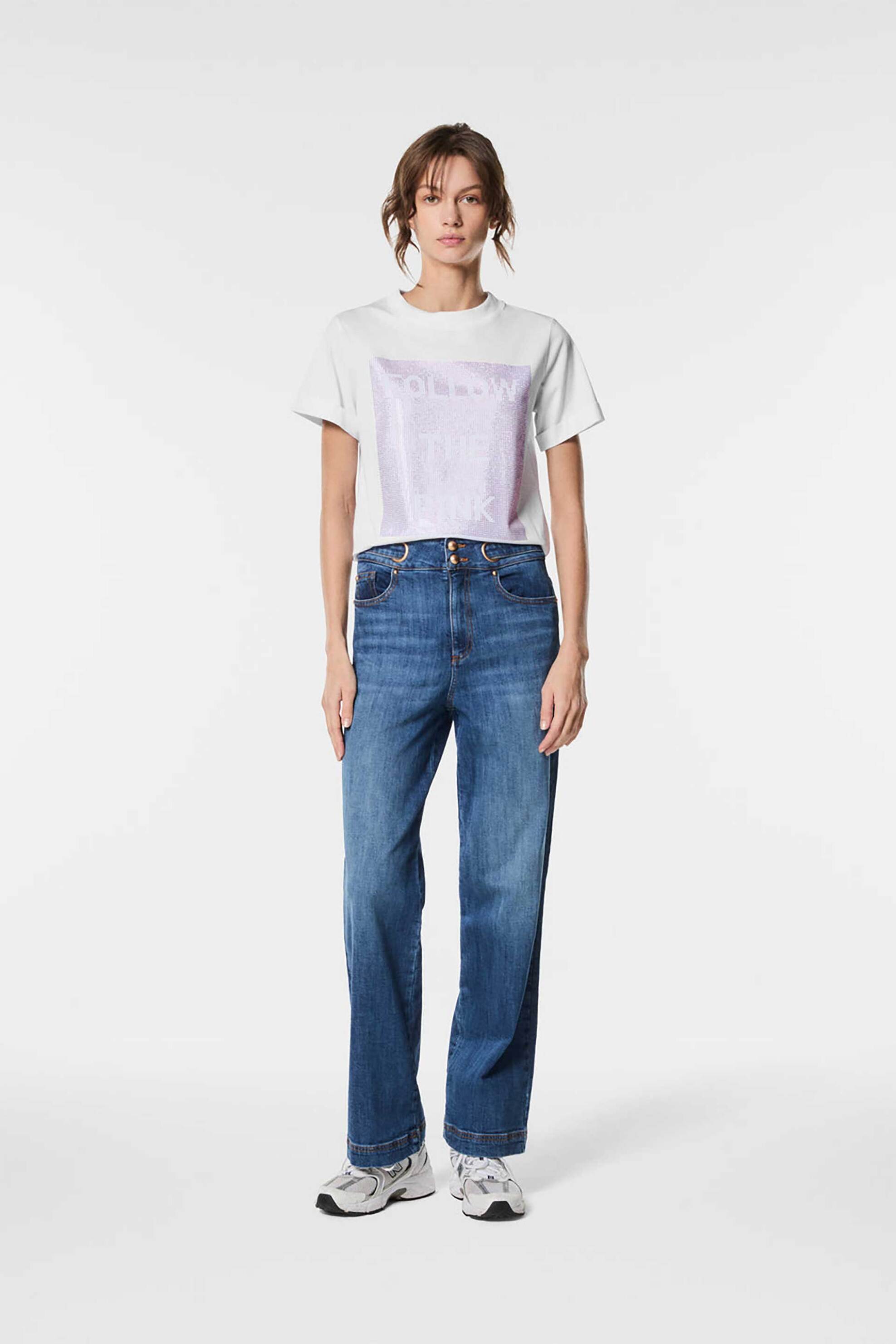 NENETTE Nenette γυναικείο τζιν παντελόνι πεντάτσεπο Straight Fit - 40BB-SANTERIA-0473 Denim Blue Σκούρο