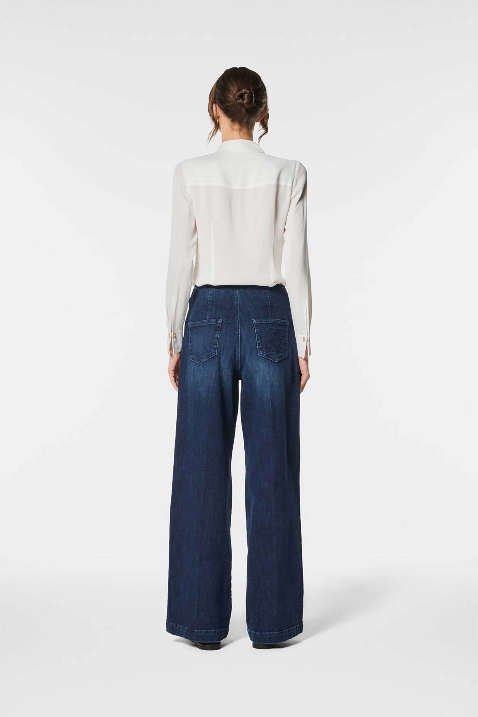 Nenette γυναικείο τζιν παντελόνι με διακοσμητικές αλυσίδες Wide Leg - 40BB-STAFF-0473 Denim Blue Σκούρο φωτογραφία