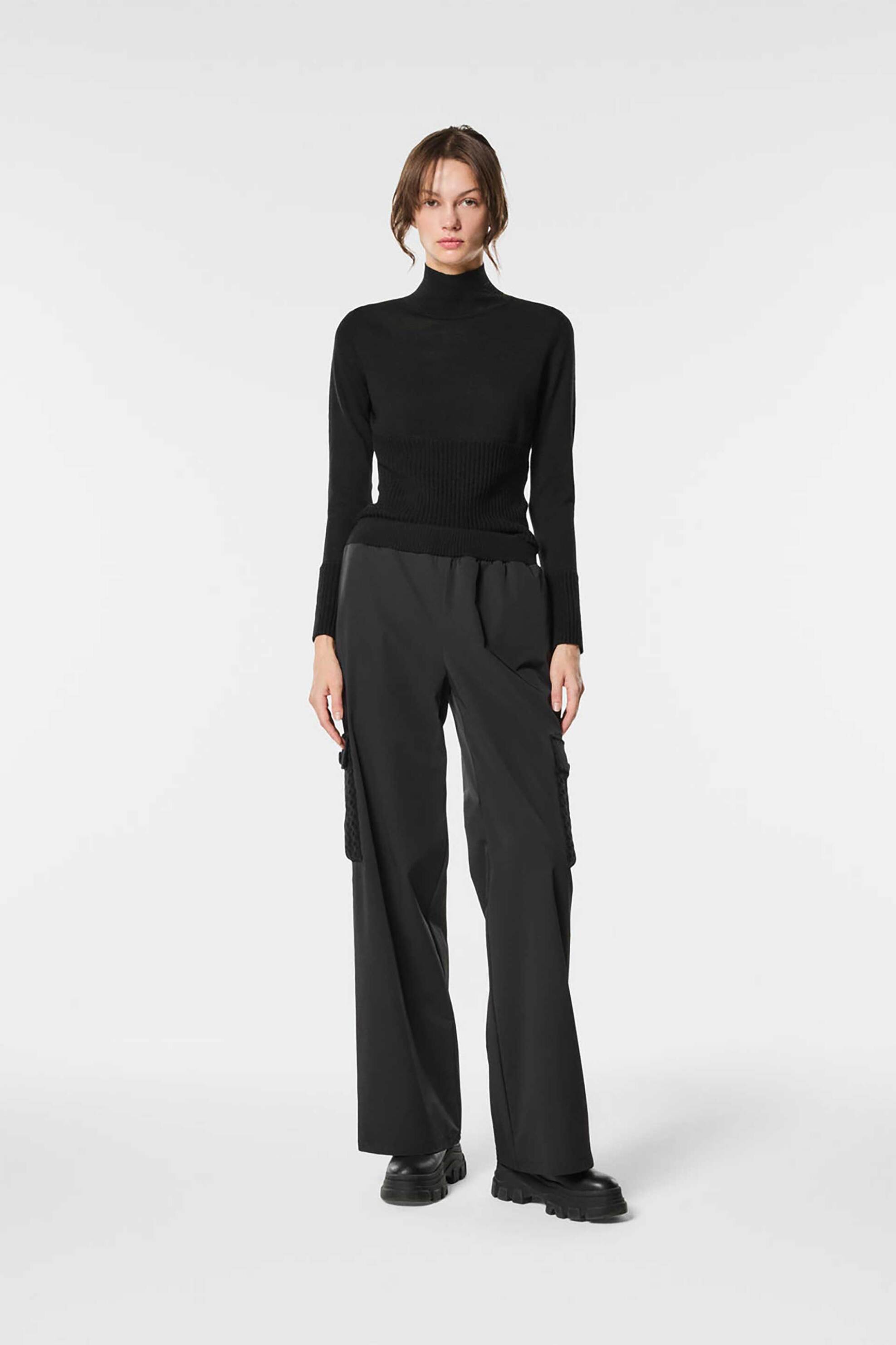 NENETTE Nenette γυναικείο παντελόνι cargo μονόχρωμο - 40BB-YEAH-0700 Μαύρο