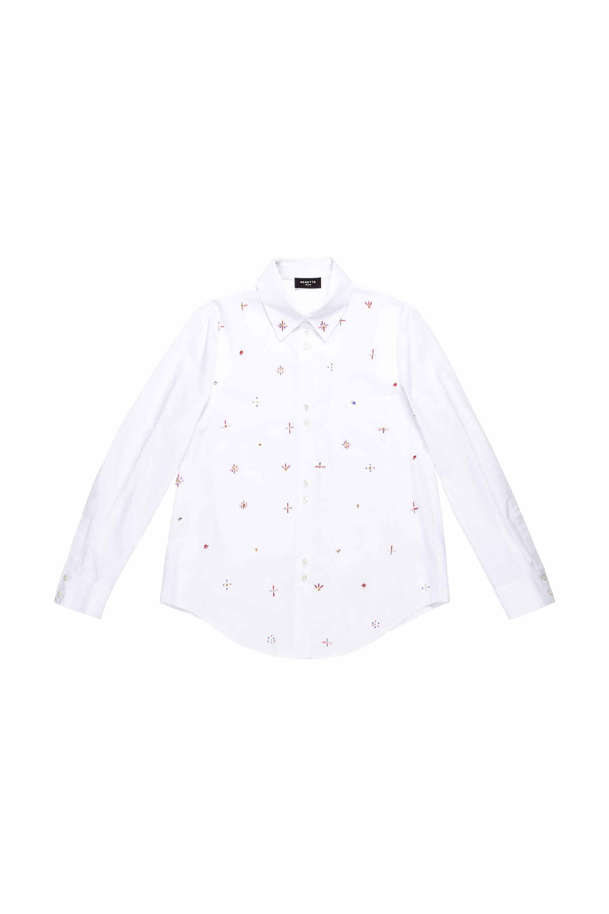 Nenette γυναικείο πουκάμισο με all-over print Standard Fit "Force" - 40BB-FORCE-0001 Λευκό φωτογραφία