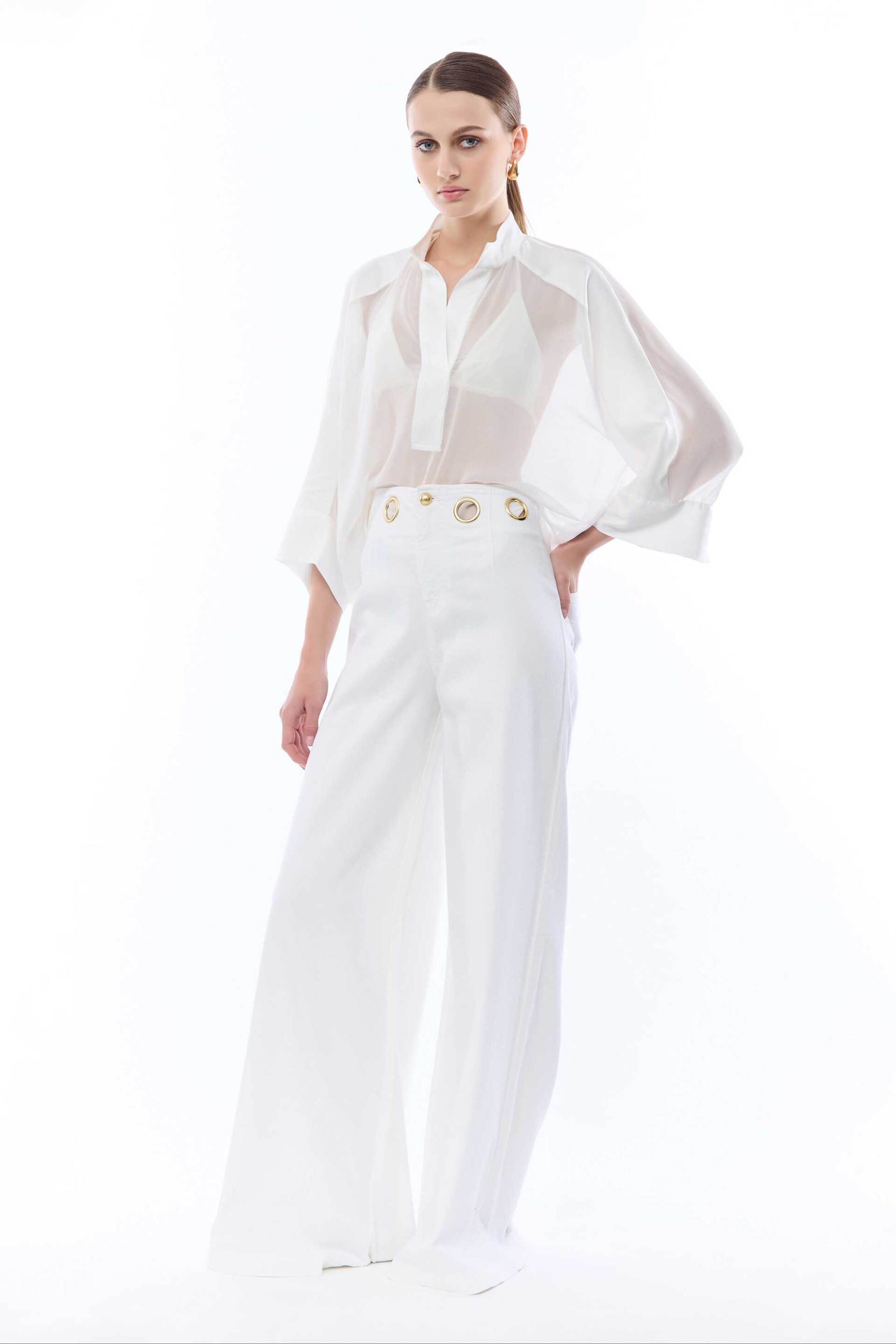 Nenette γυναικείο παντελόνι Wide Leg "Staffer" - 41BB-STAFFER-0004 Εκρού