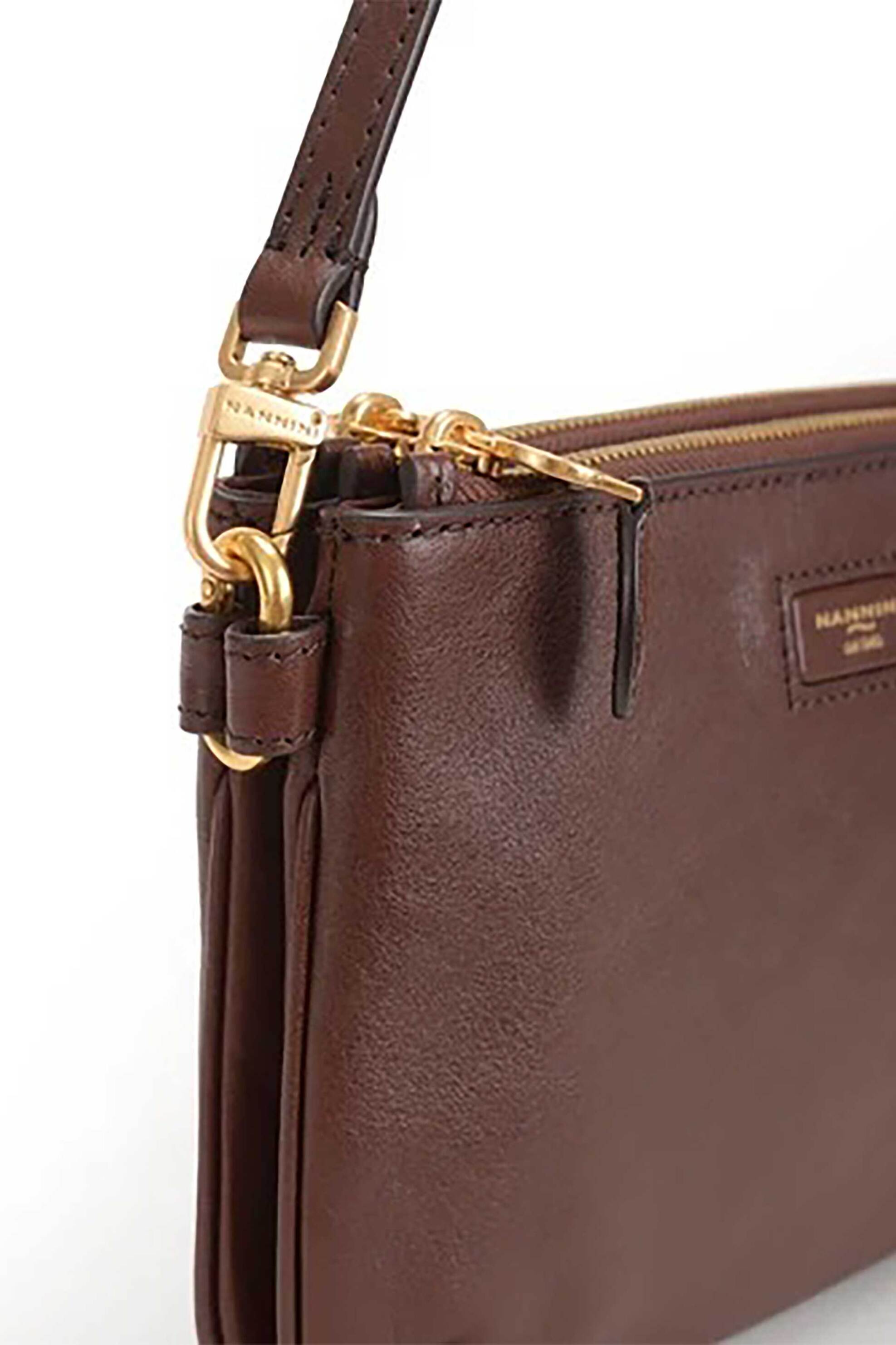 NANNINI Nannini γυναικεία δερμάτινη τσάντα crossbody "Celebrity Media" - 20487 Ταμπά - 4