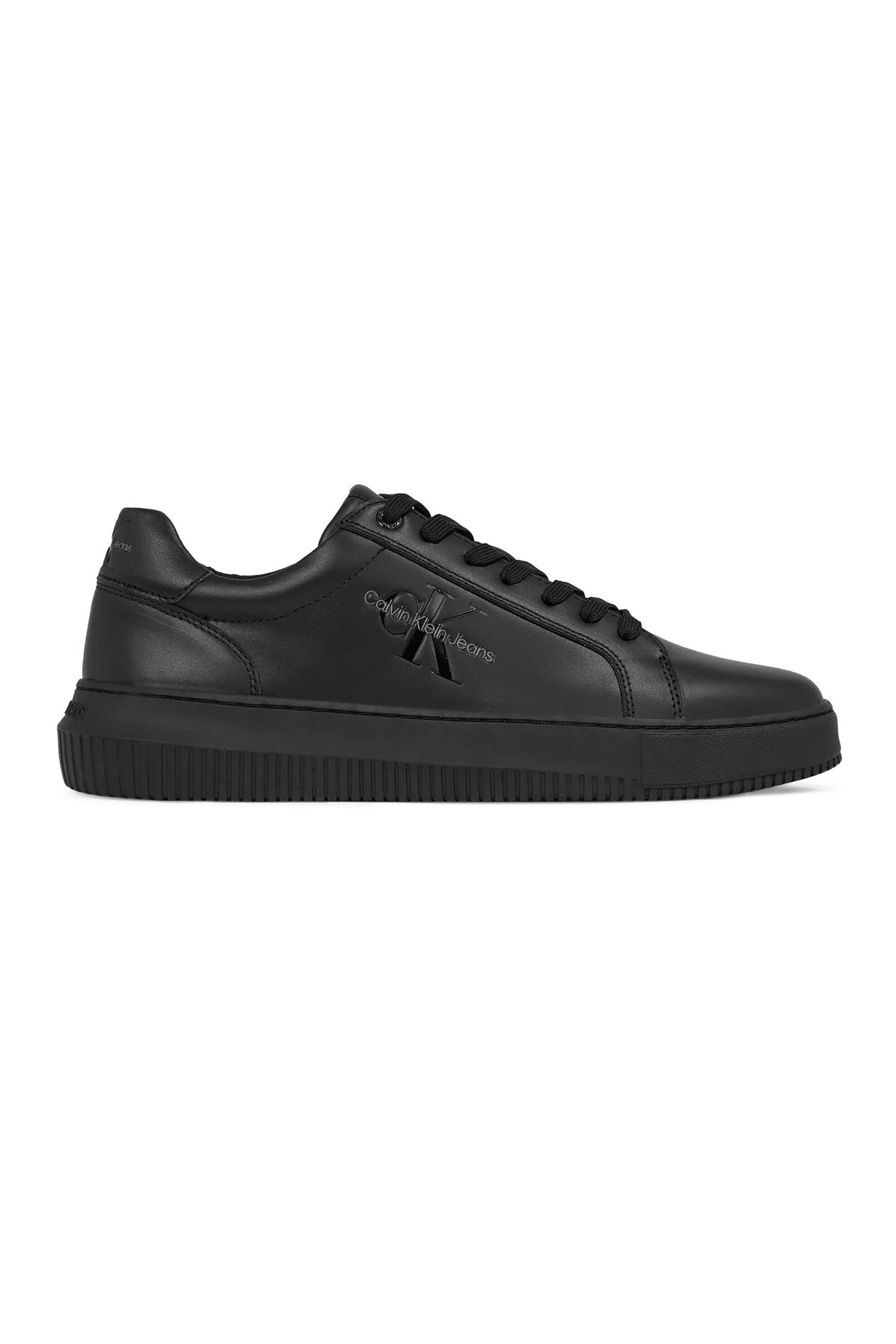 Calvin Klein Jeans ανδρικά δερμάτινα sneakers με λογότυπο "Chunky Cupsole Mono Lth" - YM0YM00681 Μαύρο